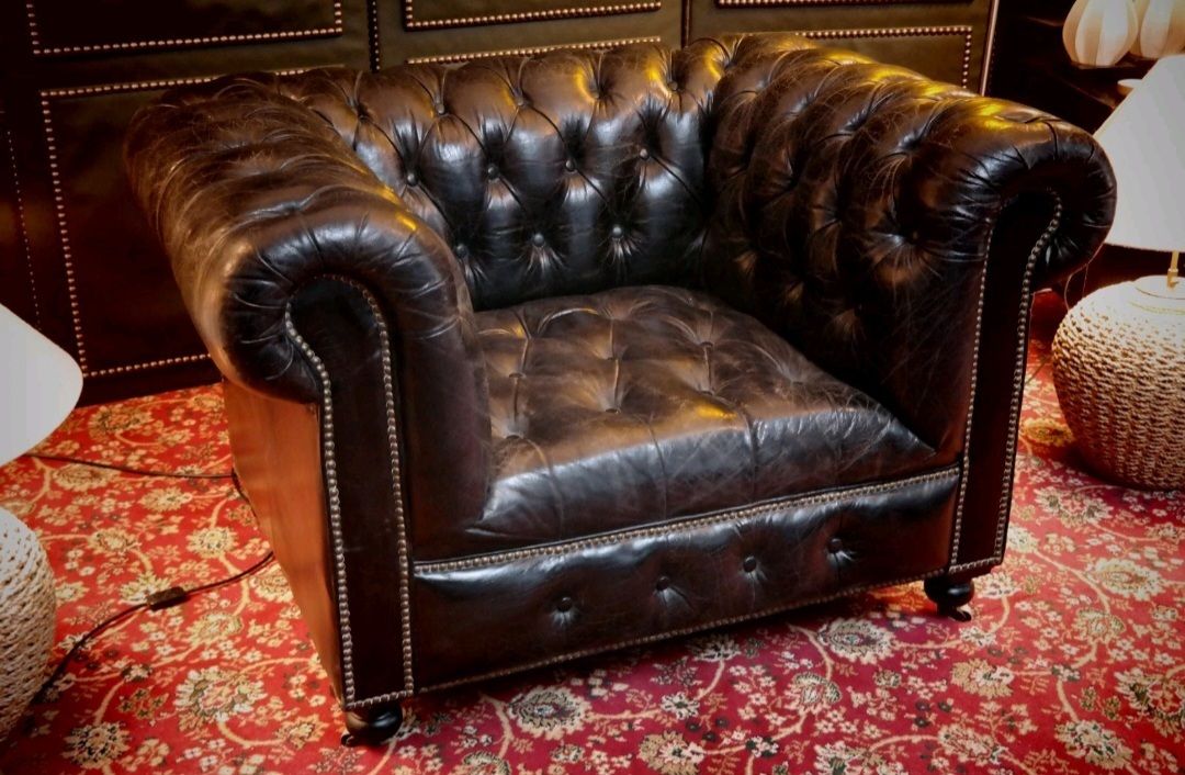 Super Timothy Oulton Halo Westminster Button Leather Armchair Vegabond Black photo Furniture