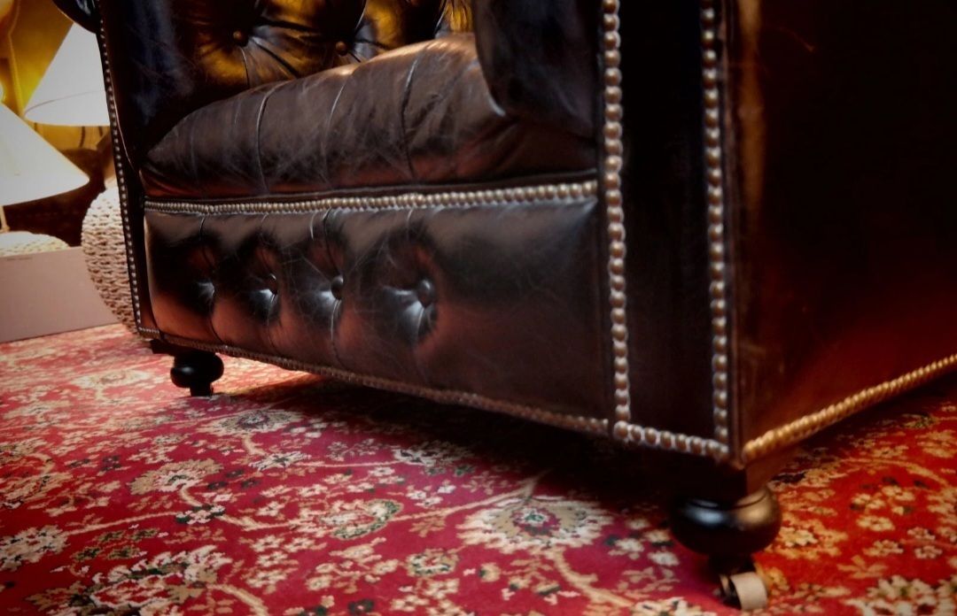 Super Timothy Oulton Halo Westminster Button Leather Armchair Vegabond Black photo vinterior
