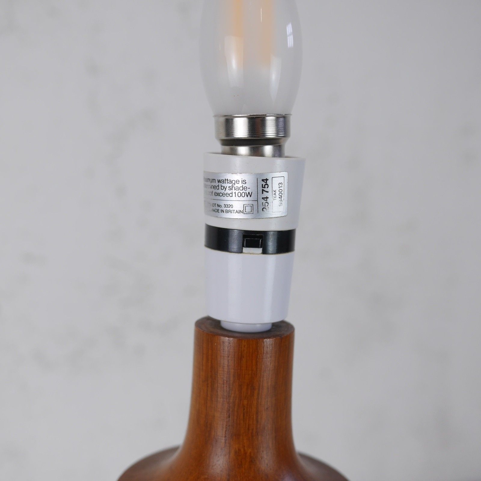 photo for sale Vintage Mid Century Carved Teak Table Lamp Light Danish #102961