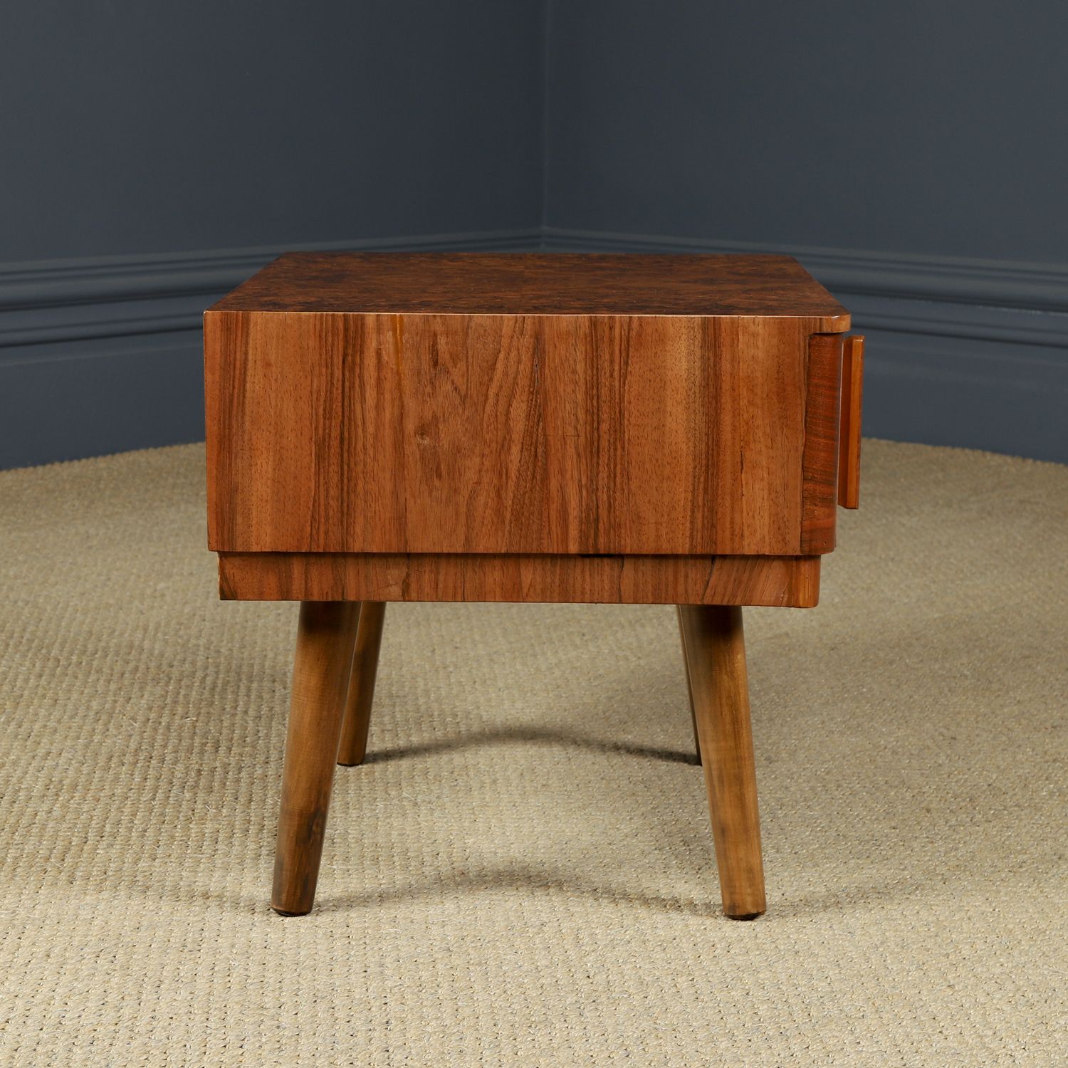 Small English Art Deco Burr Walnut Bedside / Side / Lamp Table With Drawer (Circa 1930) photo buy