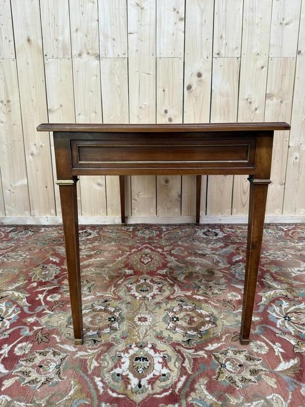 Bureau Plat De Style Louis XVI En Merisier Et Cuir Noir photo 1320.0