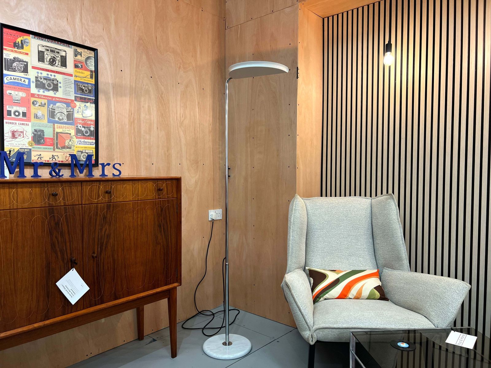 Bruno Gecchelin, Mezzaluna Floor Lamp With Marble Base And Chrome Shaft photo Lighting