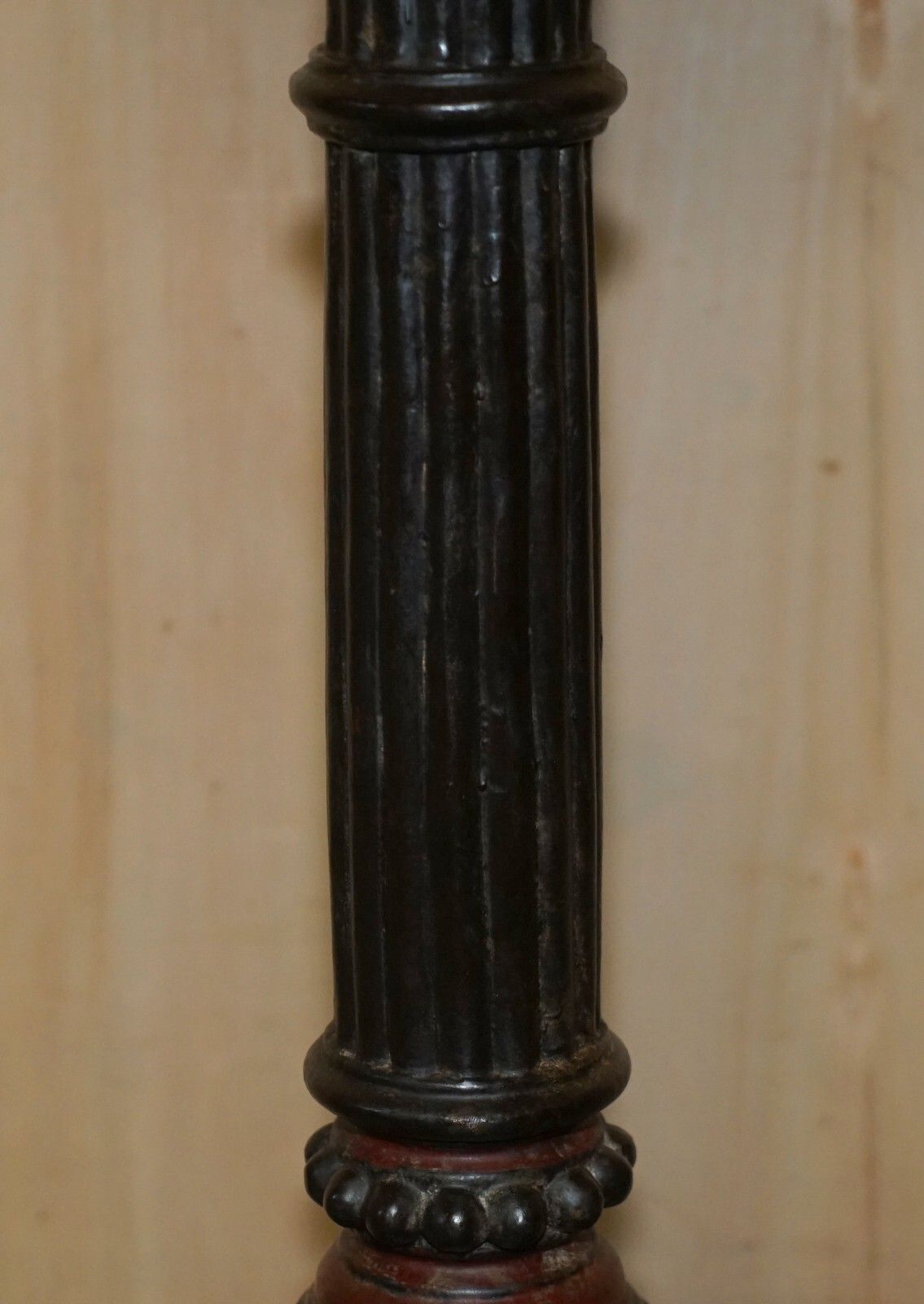 Stunning Hand Carved Circa 1800 Large Floor Standing Extra Large Candle Holder photo vinterior