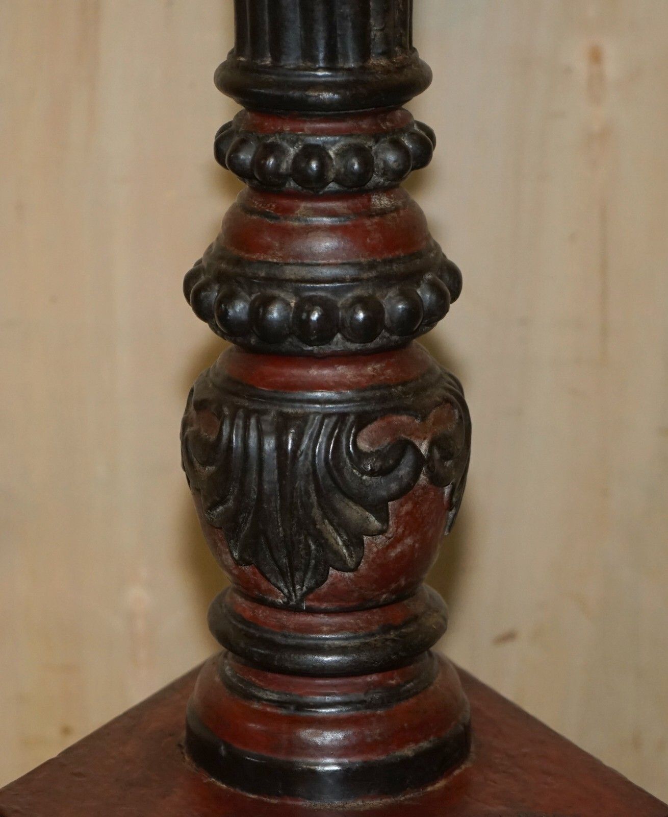 Stunning Hand Carved Circa 1800 Large Floor Standing Extra Large Candle Holder photo buy