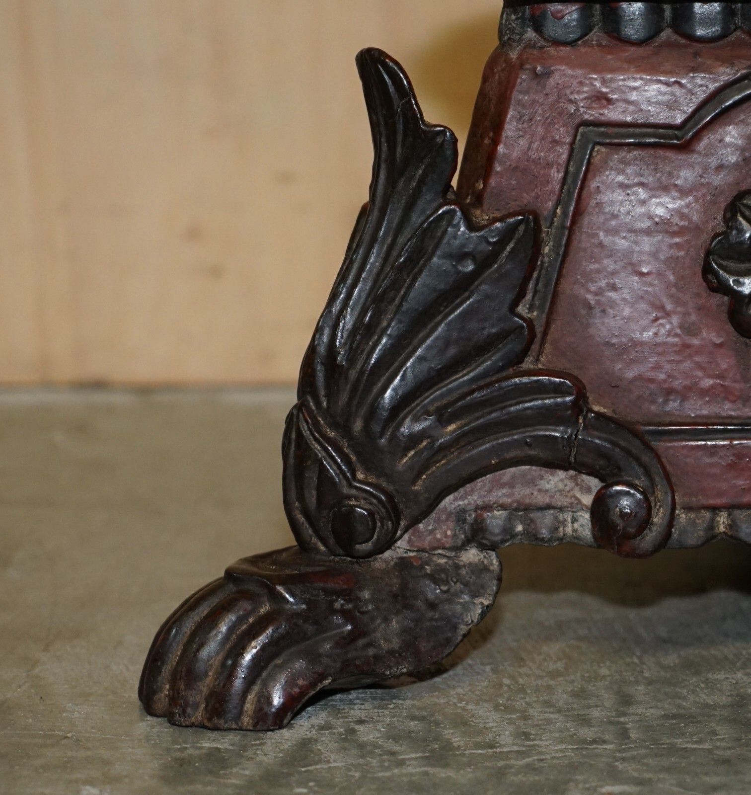 photo furniture Stunning Hand Carved Circa 1800 Large Floor Standing Extra Large Candle Holder