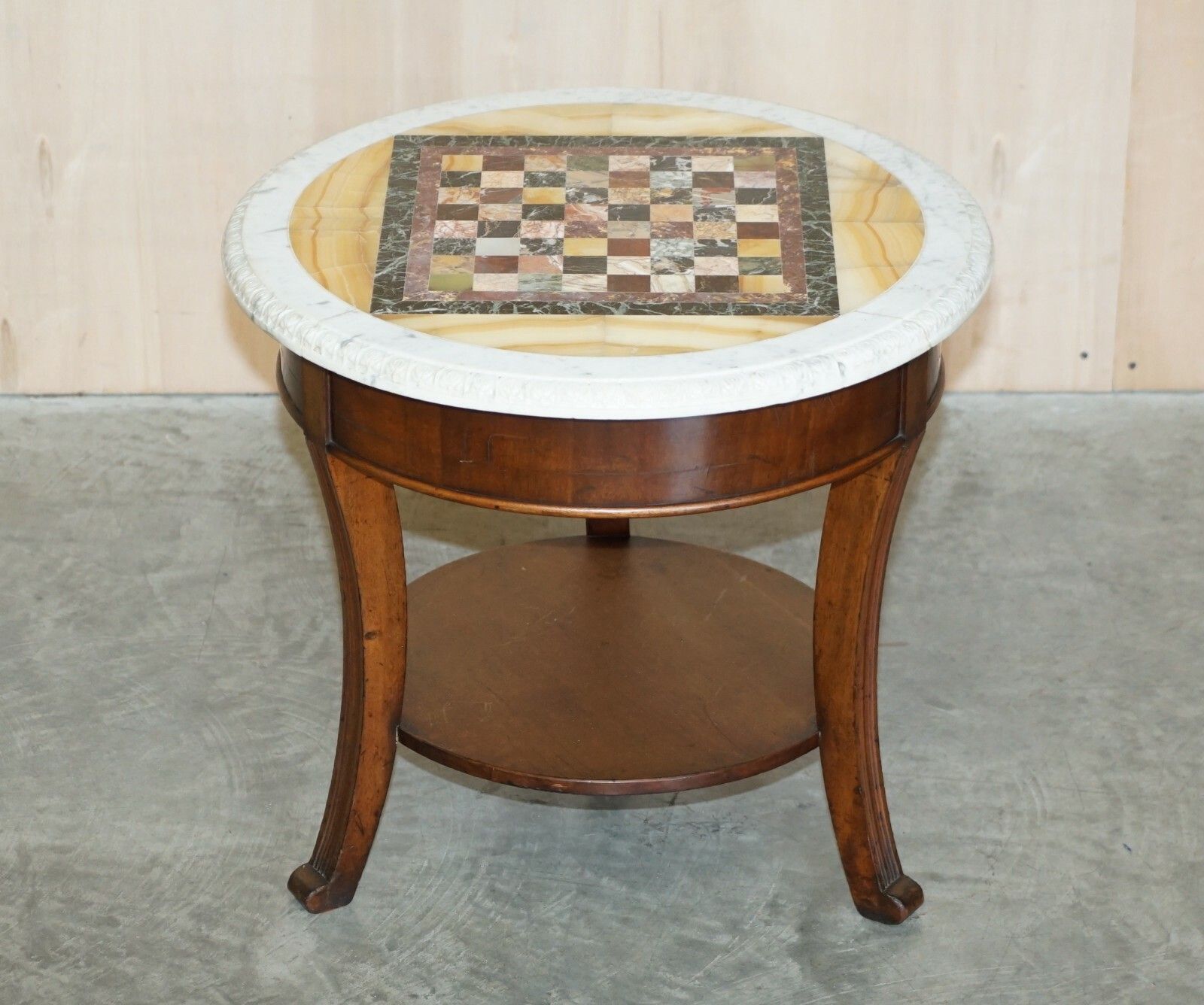 Antique Italian Circa 1880 Pietra Dura Marble Chess Table Ornate Mahogany Base photo furniture