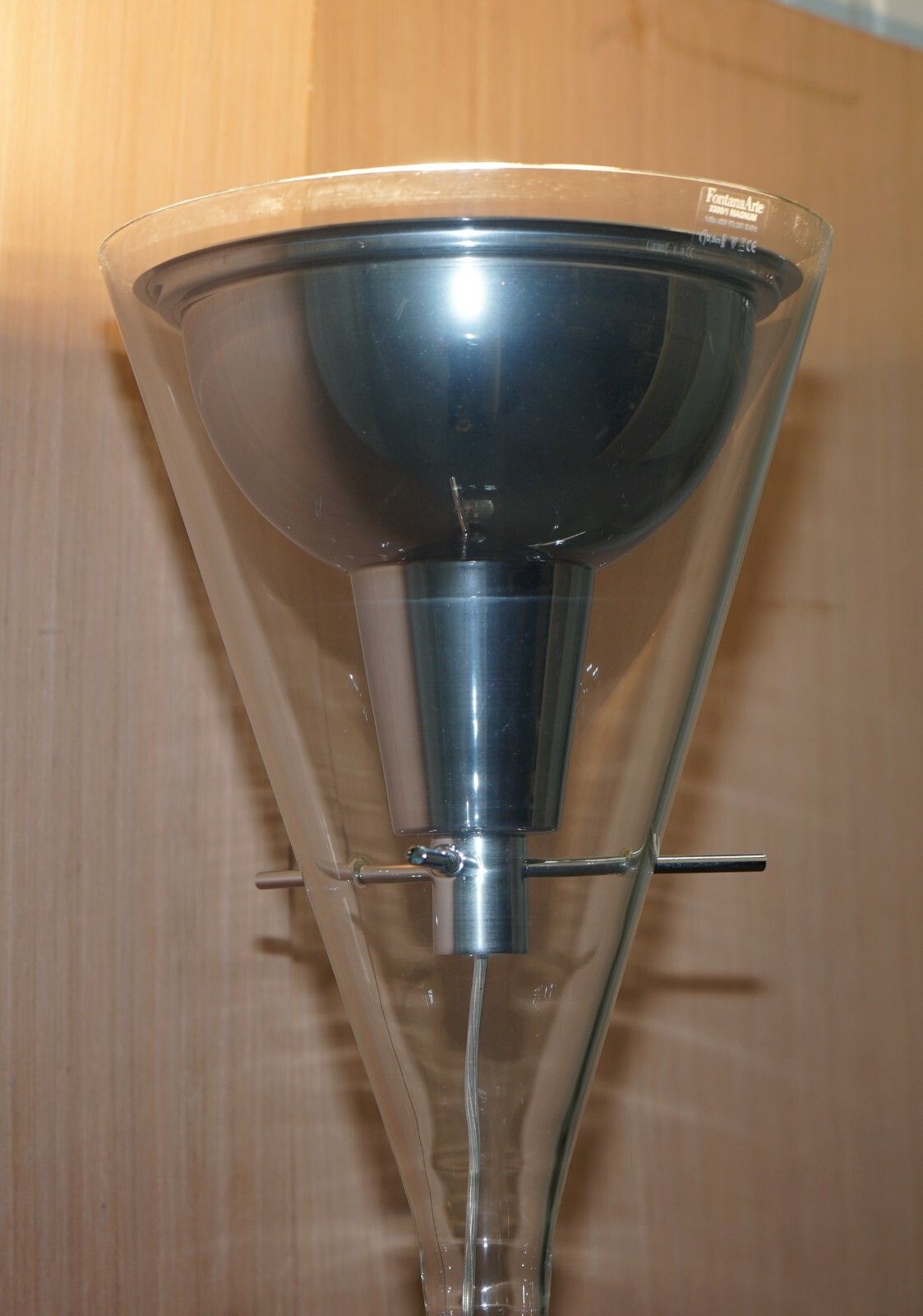 Rrp £4500 Pair Of Fontana Arte Flute Magnum Floor Standing Glass & Chrome Lamp photo vinterior