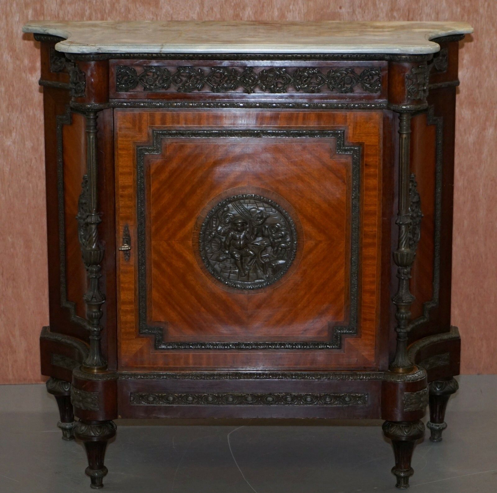 Rare 19th Century French Louis Walnut Sideboard Drawers Marble Top Bronze Mounts photo furniture