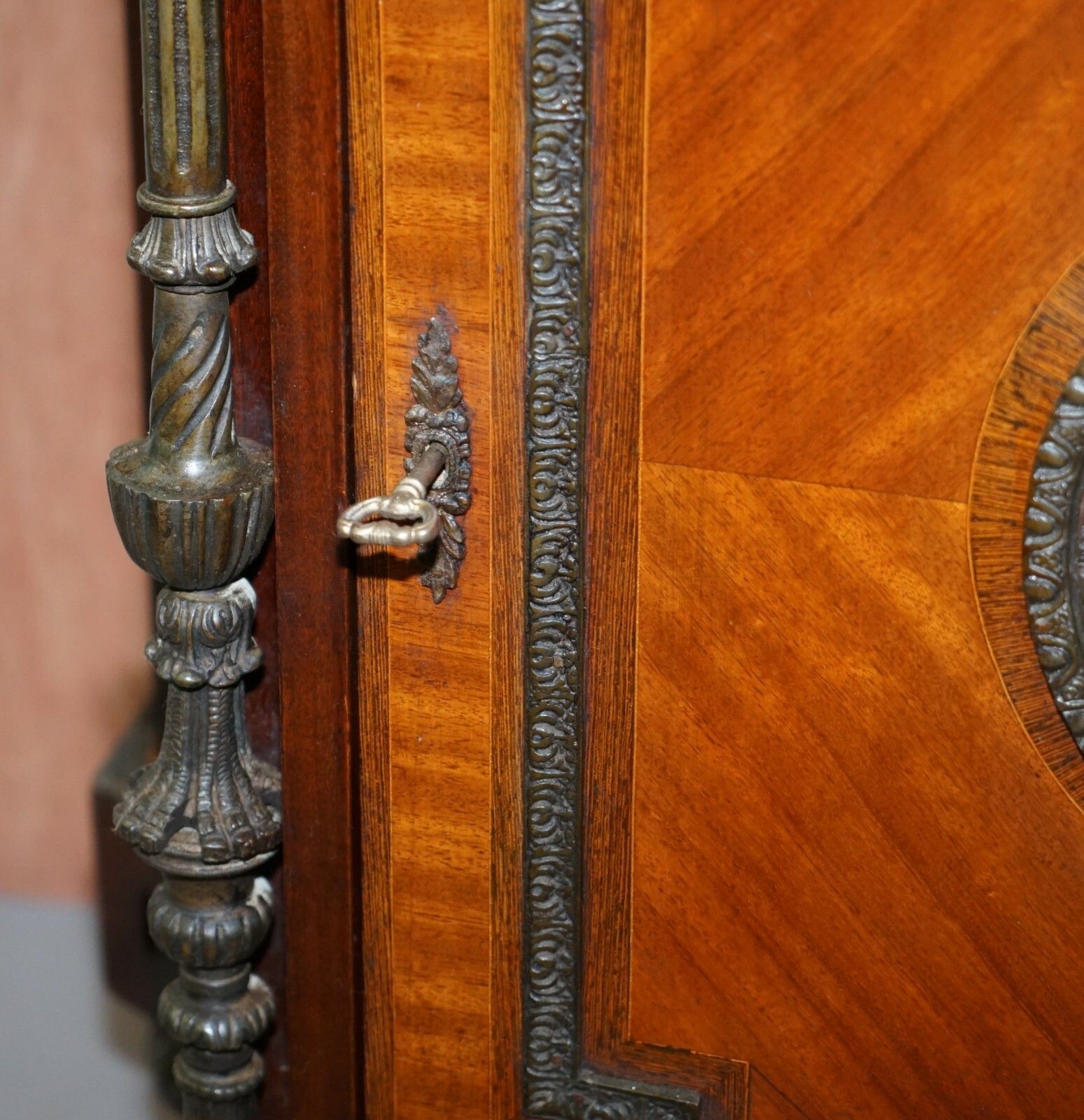 Rare 19th Century French Louis Walnut Sideboard Drawers Marble Top Bronze Mounts photo buy