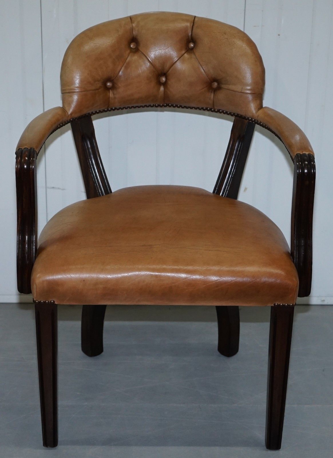 Four Rrp £9200 Brown Leather House Of Chesterfield Court Office Dining Chairs photo for sale