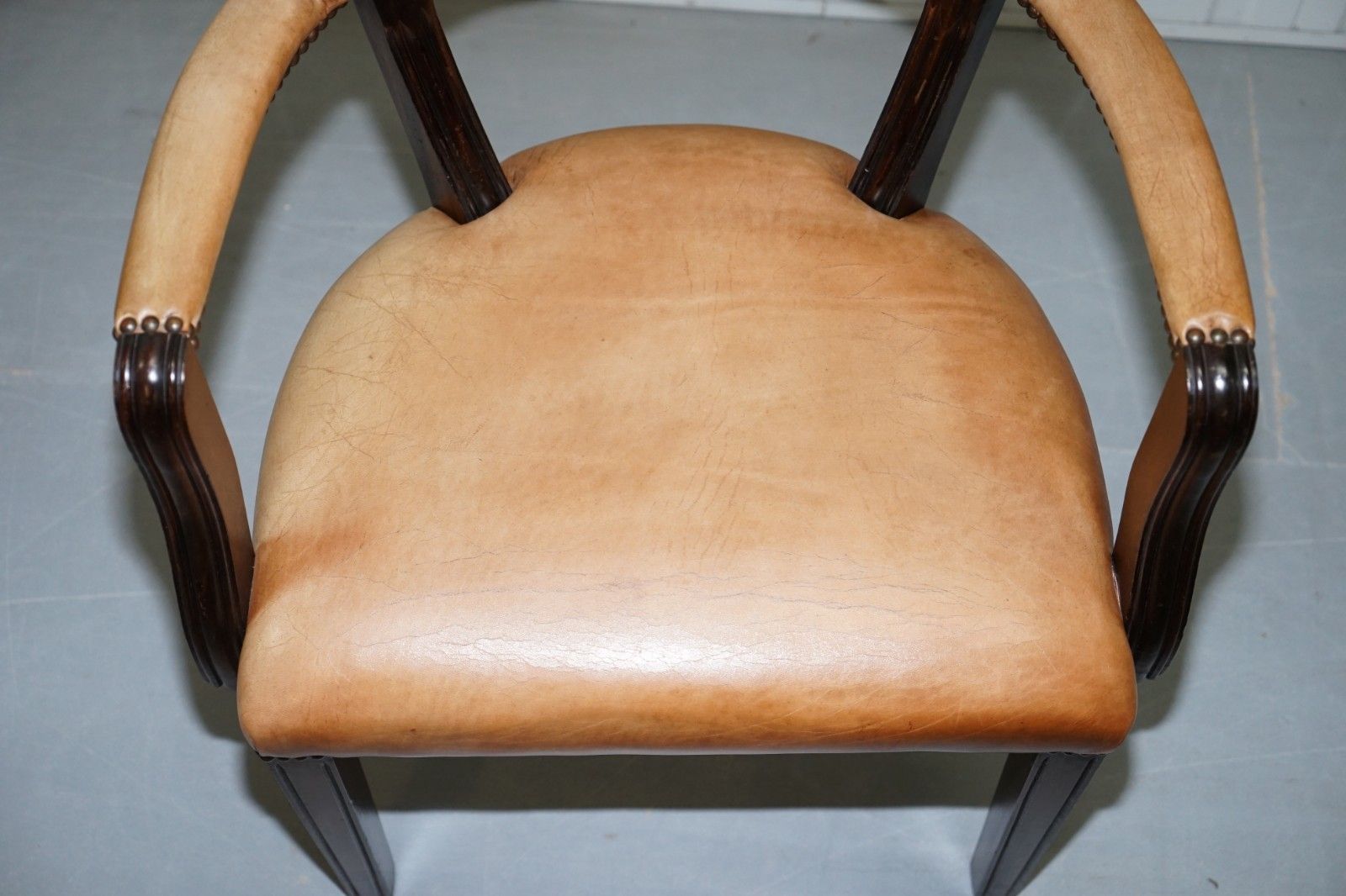 Four Rrp £9200 Brown Leather House Of Chesterfield Court Office Dining Chairs photo 2000.0
