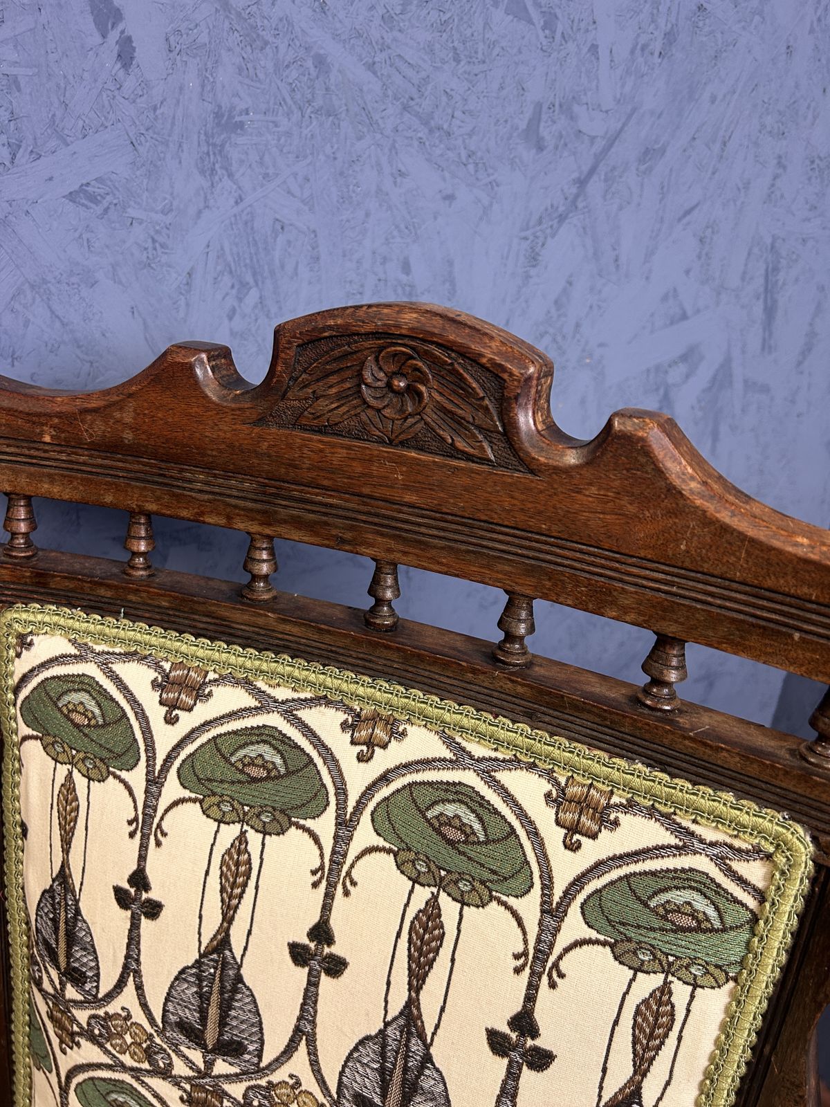 Edwardian Armchair In Art Nouveau Fabric photo for sale