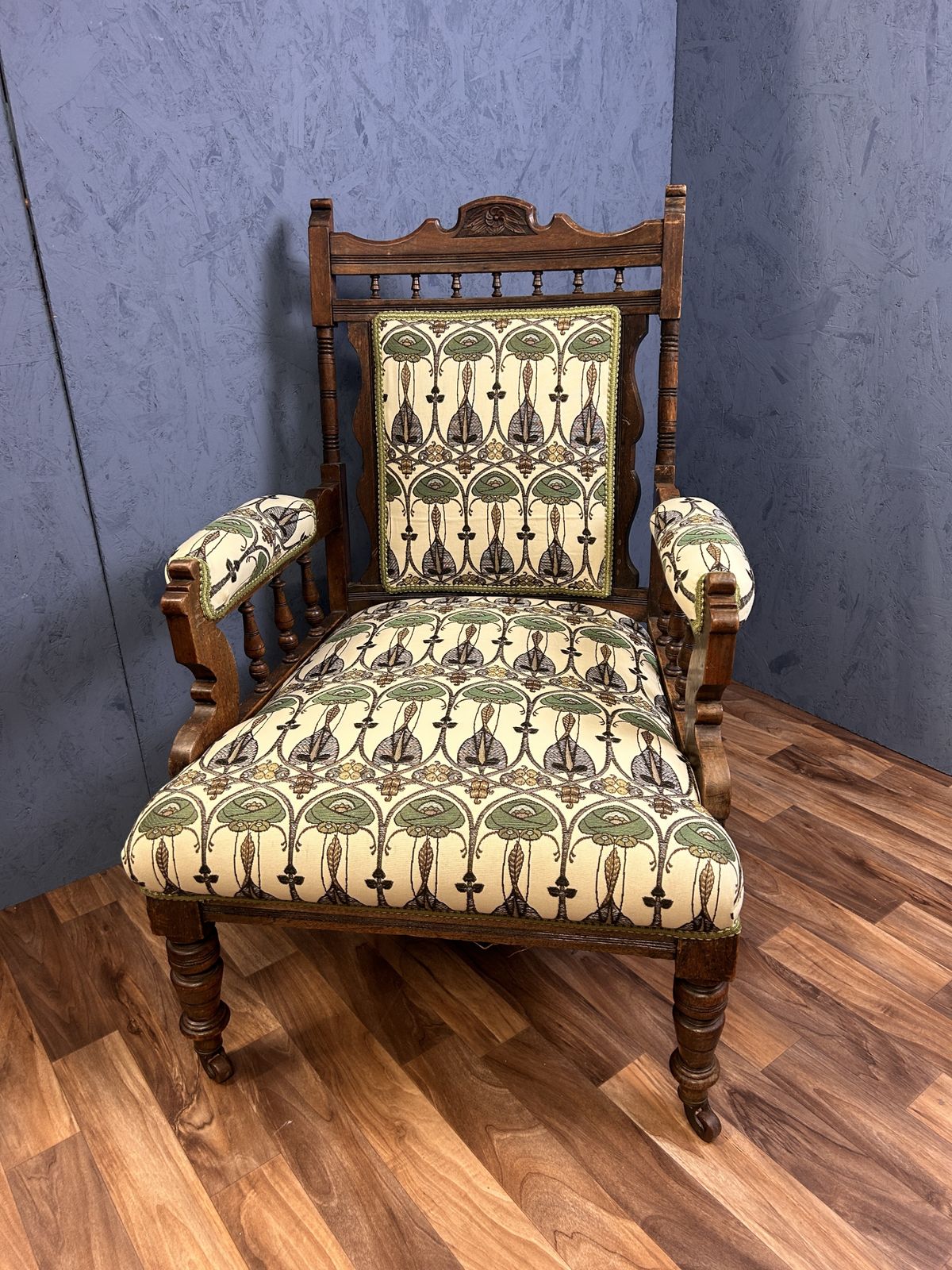Edwardian Armchair In Art Nouveau Fabric photo vintage