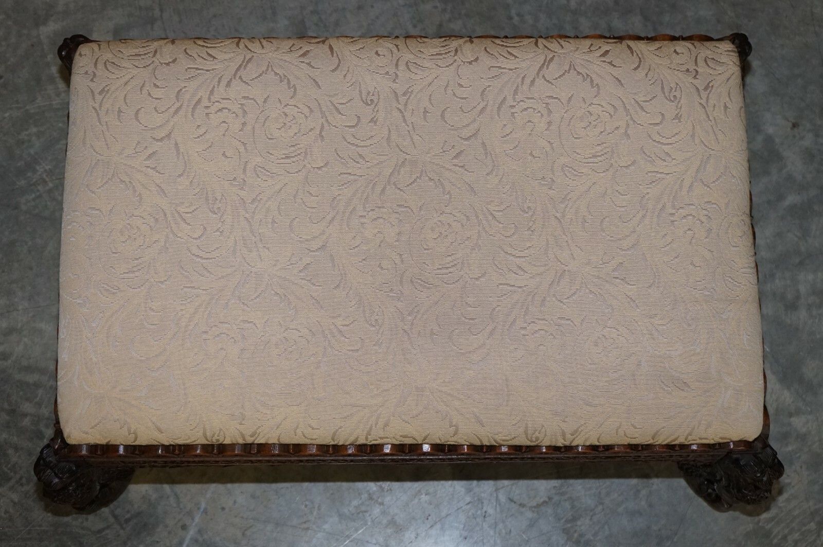 Fine Circa 1880 Antique Victorian Anglo Indian Burmese Carved Footstool Ottoman photo Furniture