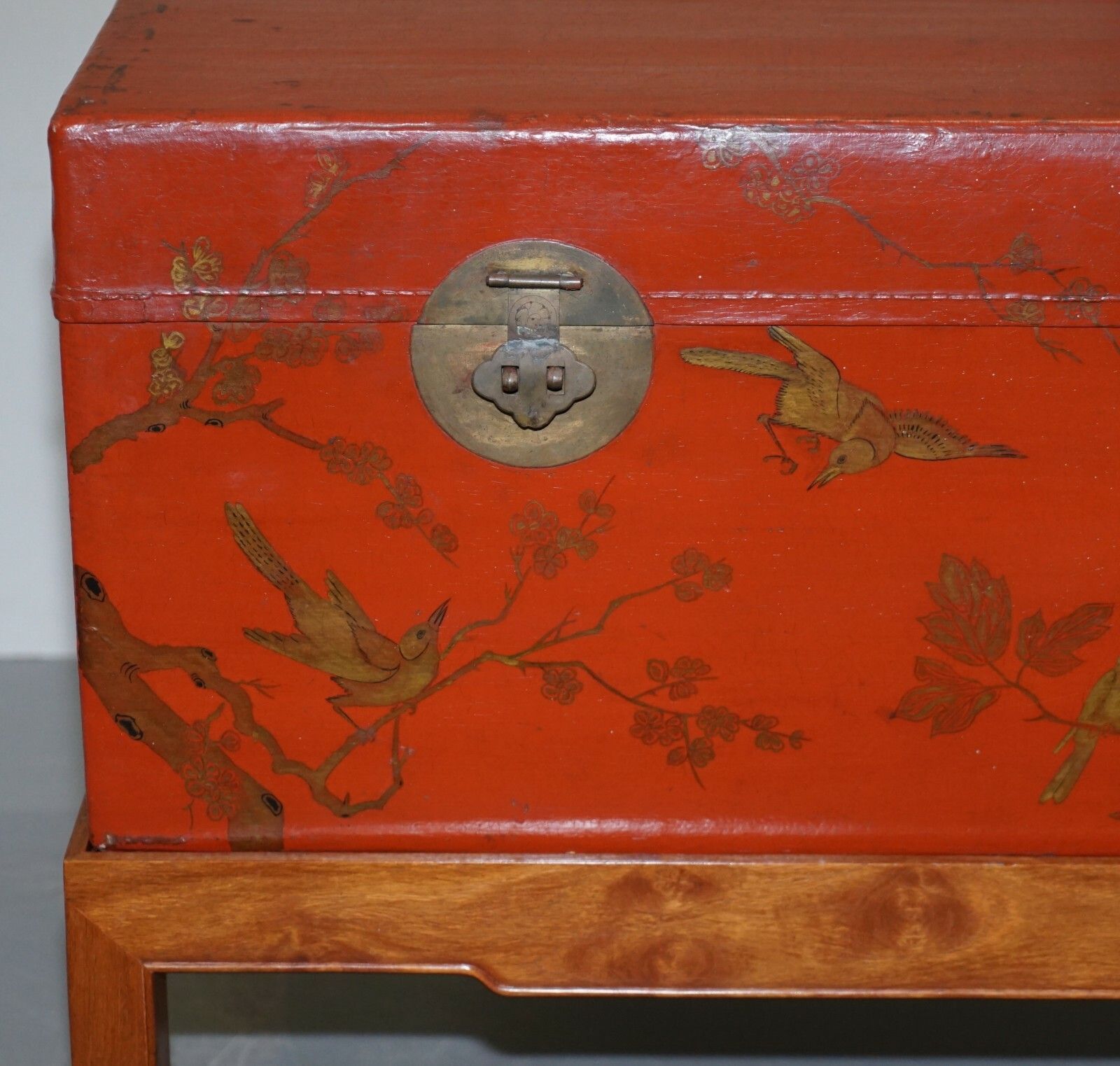 Vintage Chinese Chinoiserie Hand Painted Luggage Coffee Table Lots Storage Space photo buy
