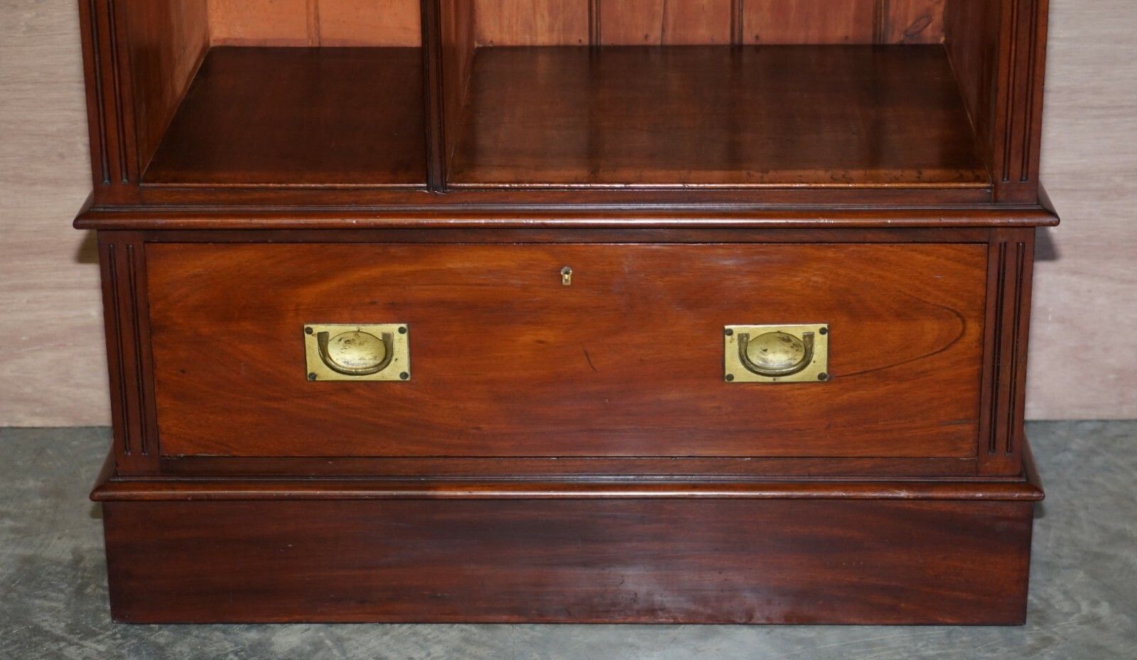 Antique Victorian Rich Mahogany Military Campaign Drinks Cabinet Or Tv Stand photo vintage