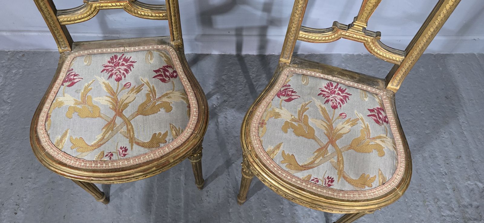 Excellent Pair French Boudoir Chairs photo vintage