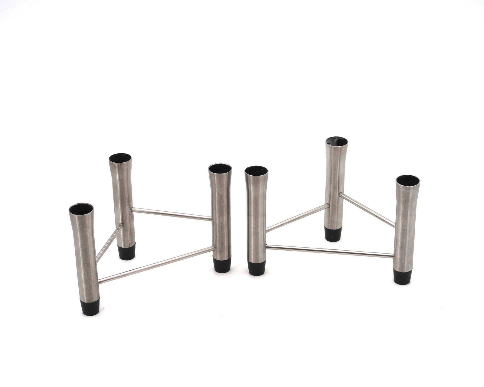 Pair Of Tripod Stainless Steel Candleholders, 1970s / Candlestick, Candle Holder, Danish, Scandivanian, Home Decor photo furniture
