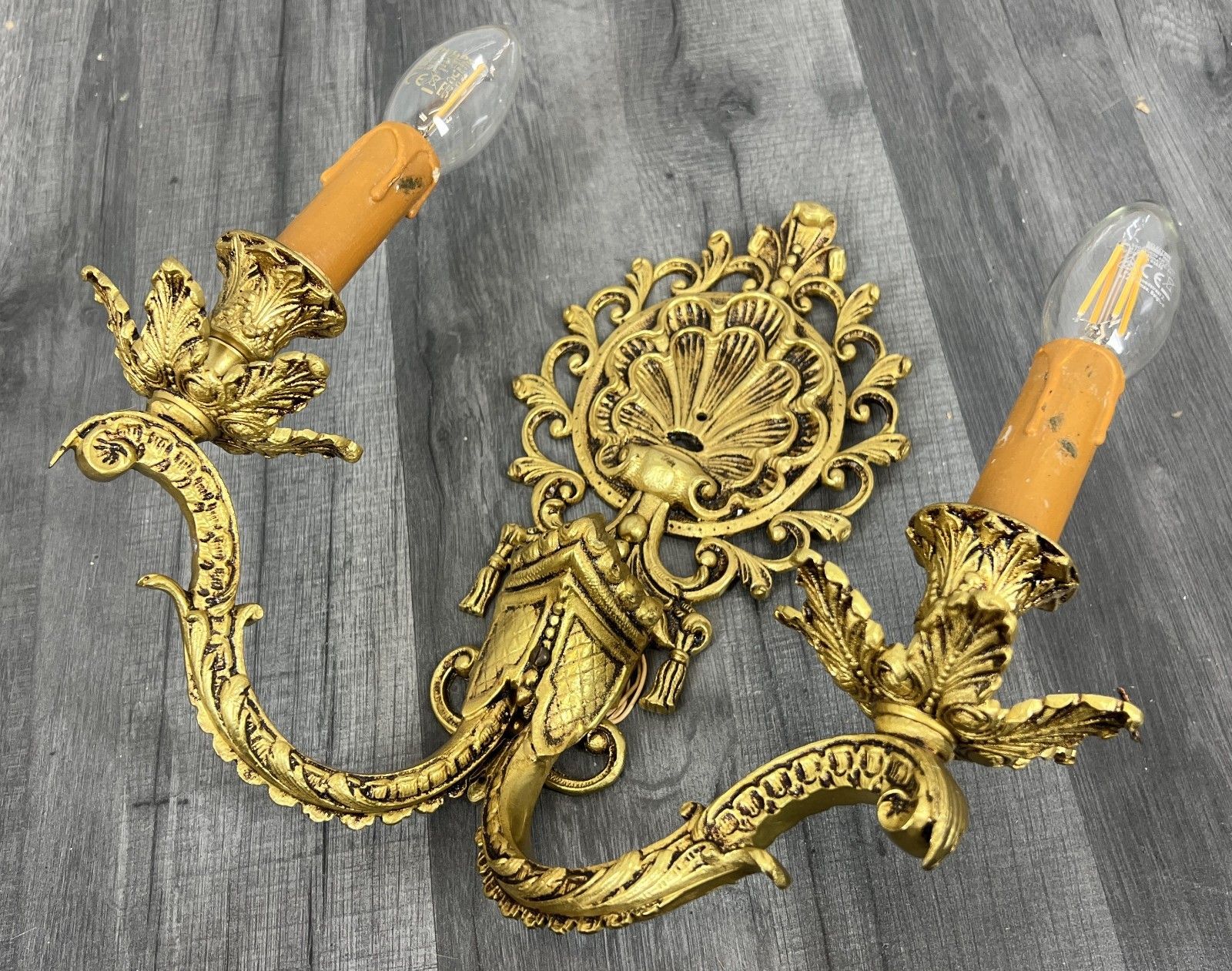Wall Lamps Vintage French Brass Rococo Style Sconces Lot 4186 photo Lighting
