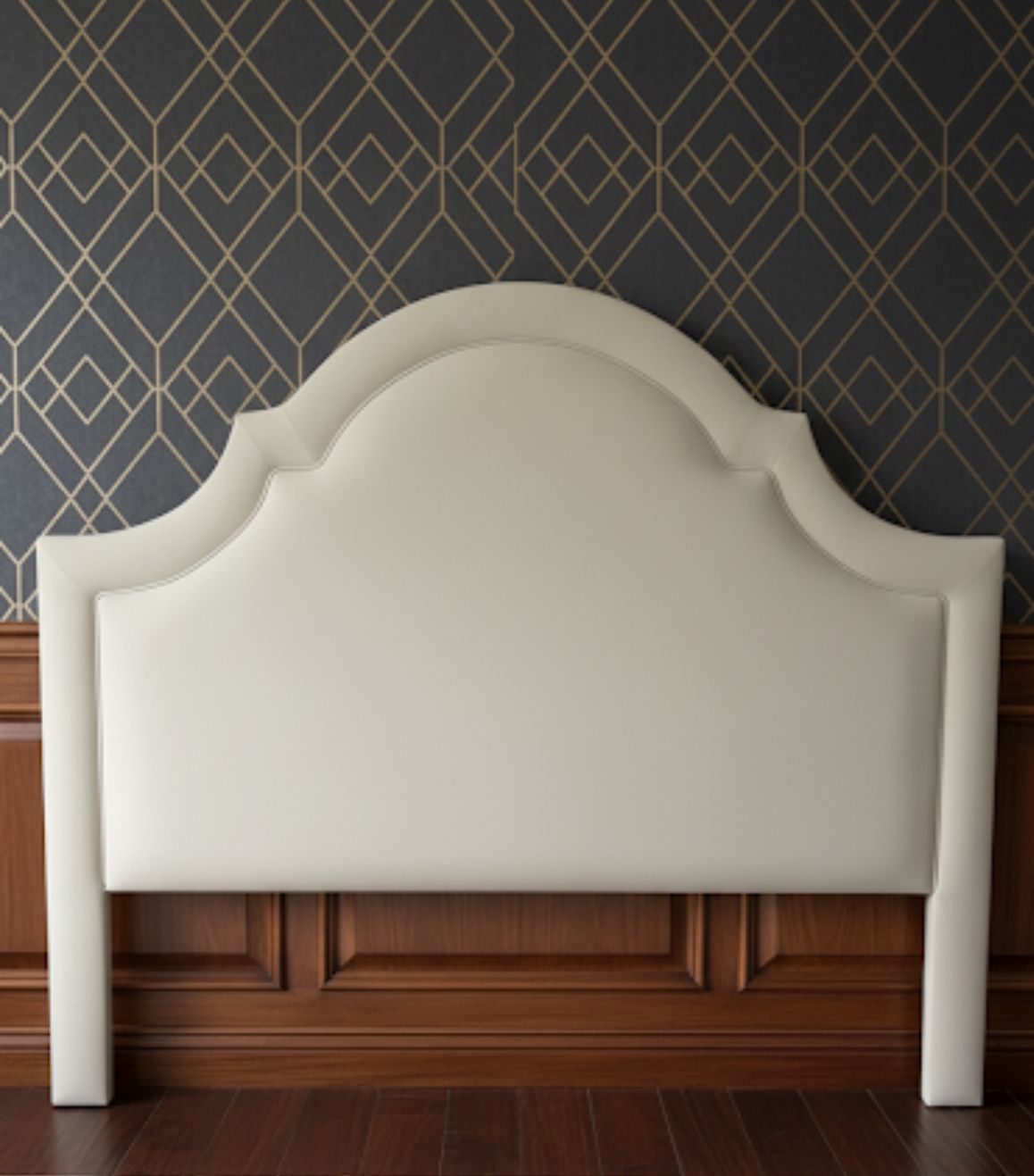 Imposing White Leather Domed Headboard photo 90.0