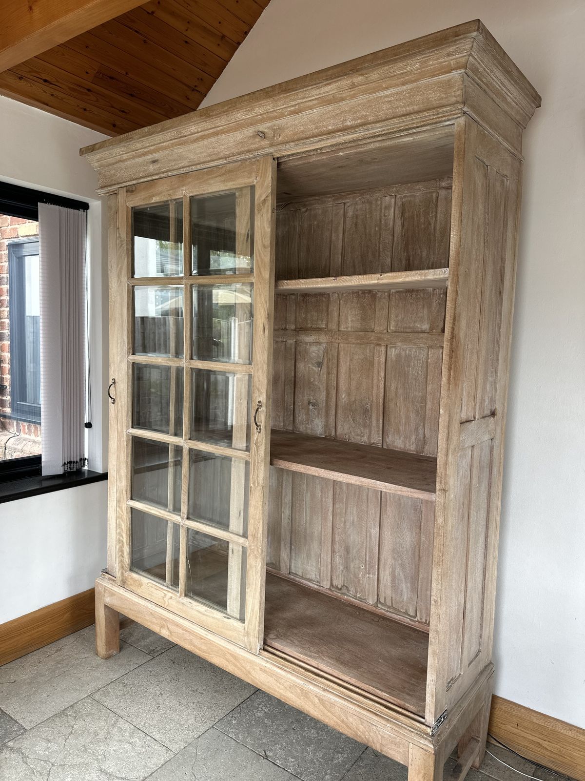 Made By Hand From Teak Wood Large Light Wooden Sliding Cabinet 2.1m photo Furniture