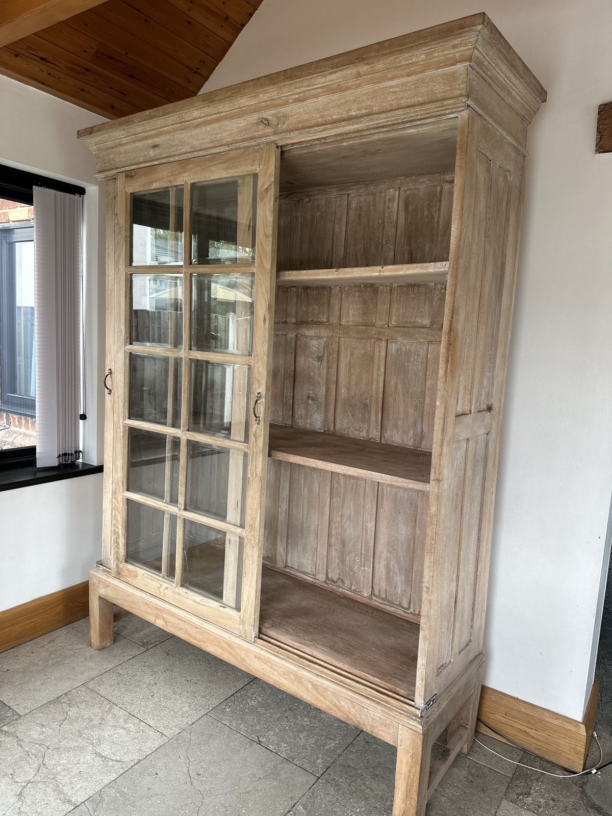 Made By Hand From Teak Wood Large Light Wooden Sliding Cabinet 2.1m photo 1750.0
