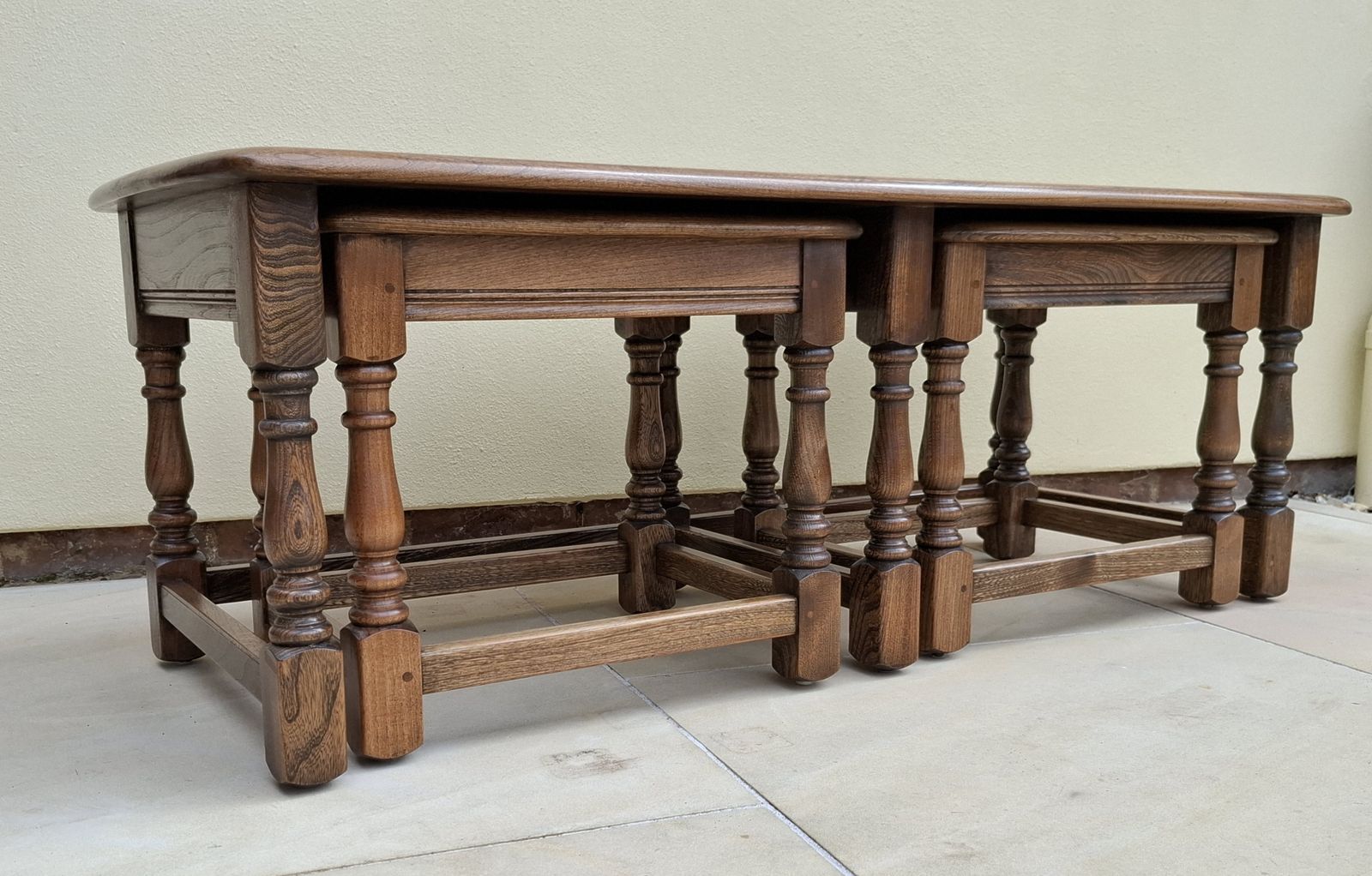 Ercol Old Colonial Nest Of Trinity Tables 3 Coffee / Side Vintage Tables photo furniture