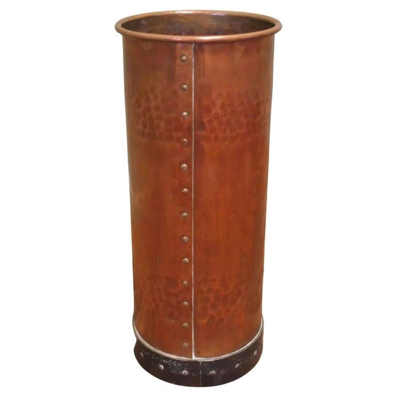 Heavy Hammered And Riveted Copper Iron Stick Stand