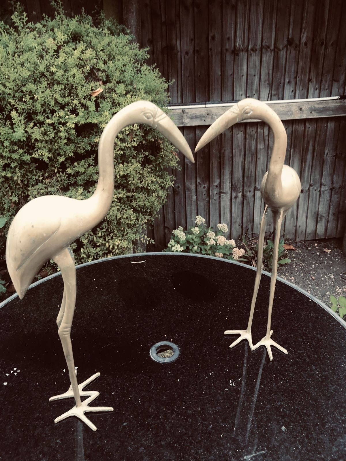 1970’s Pair Of Italian Mid Century Brass Crane Heron Flamingo Sculptures photo vintage