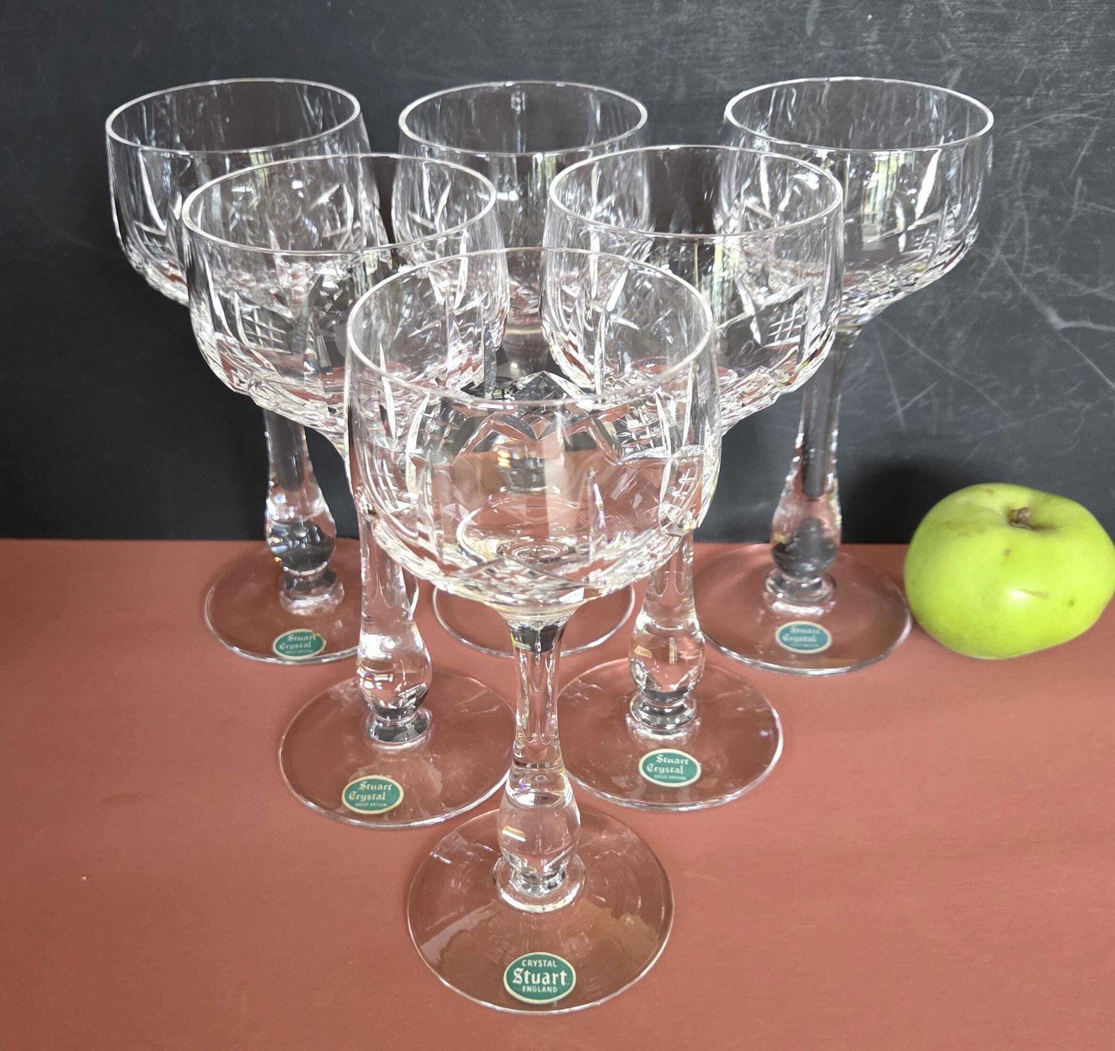 Set Of 6 Vintage Stuart Crystal Glengarry 150ml Hock Wine Glasses, 1970s