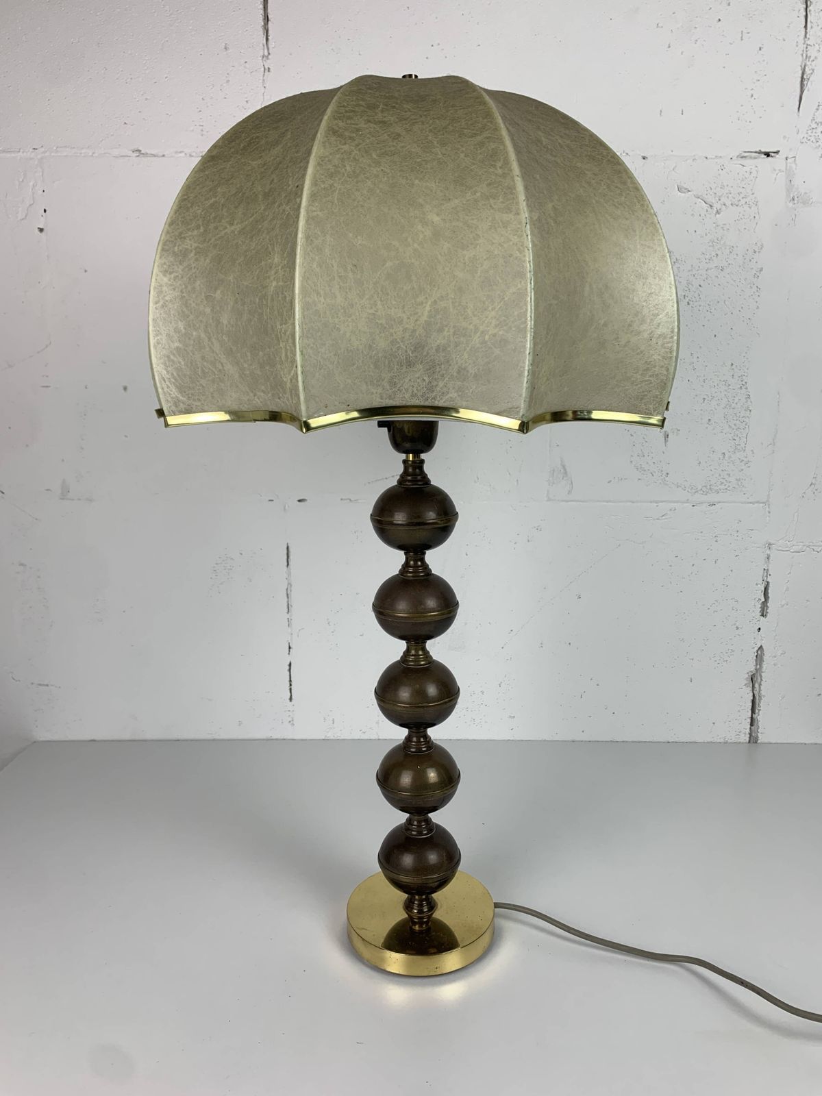 Midcentury Scandinavian Brass Cocoon Mushroom Lamp, Borens, Sweden 1960s photo vintage
