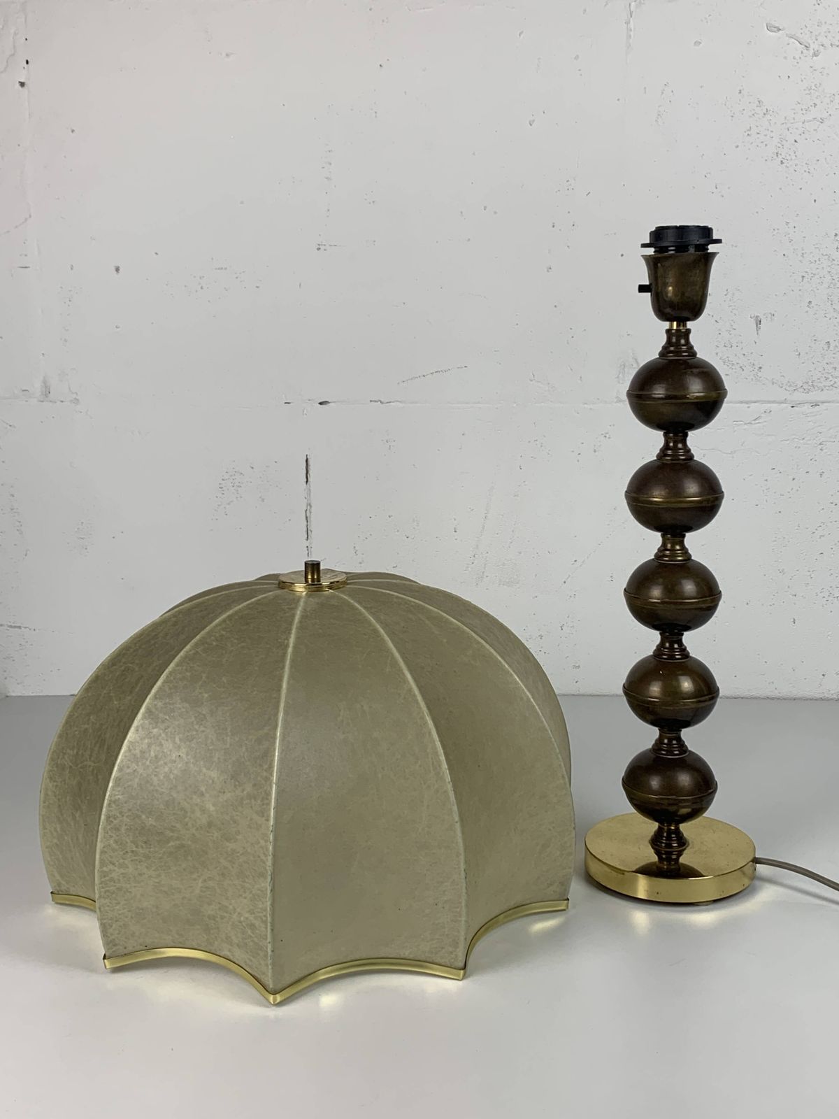 photo vintage Midcentury Scandinavian Brass Cocoon Mushroom Lamp, Borens, Sweden 1960s