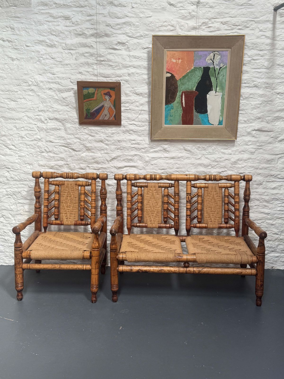 Mid Century 2 Seater Sofa And Armchair By Adrien Audoux & Frida Minet