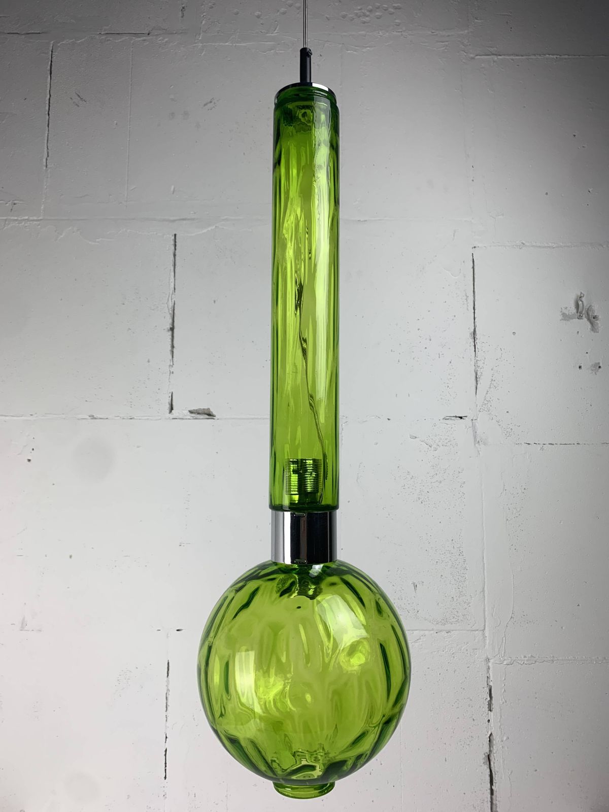 726.0 Midcentury Extra Large Green Glass Tube Pendant, Staff Leuchten 1960s 1970s photo