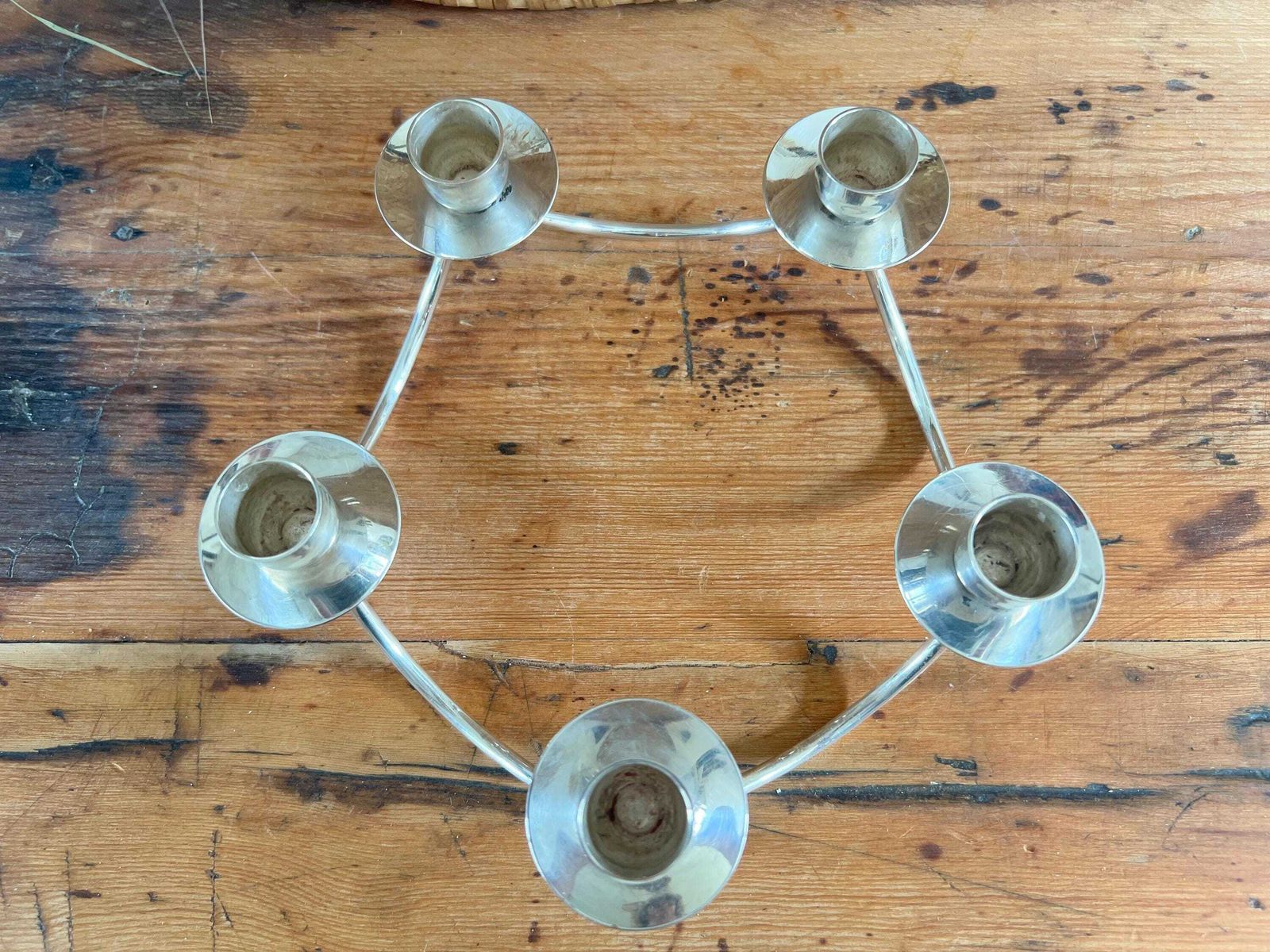 Vintage Mid Century Modern Silver Plated Candle Holder, Denmark, Berg Of Denmark Candelabra photo 146.0