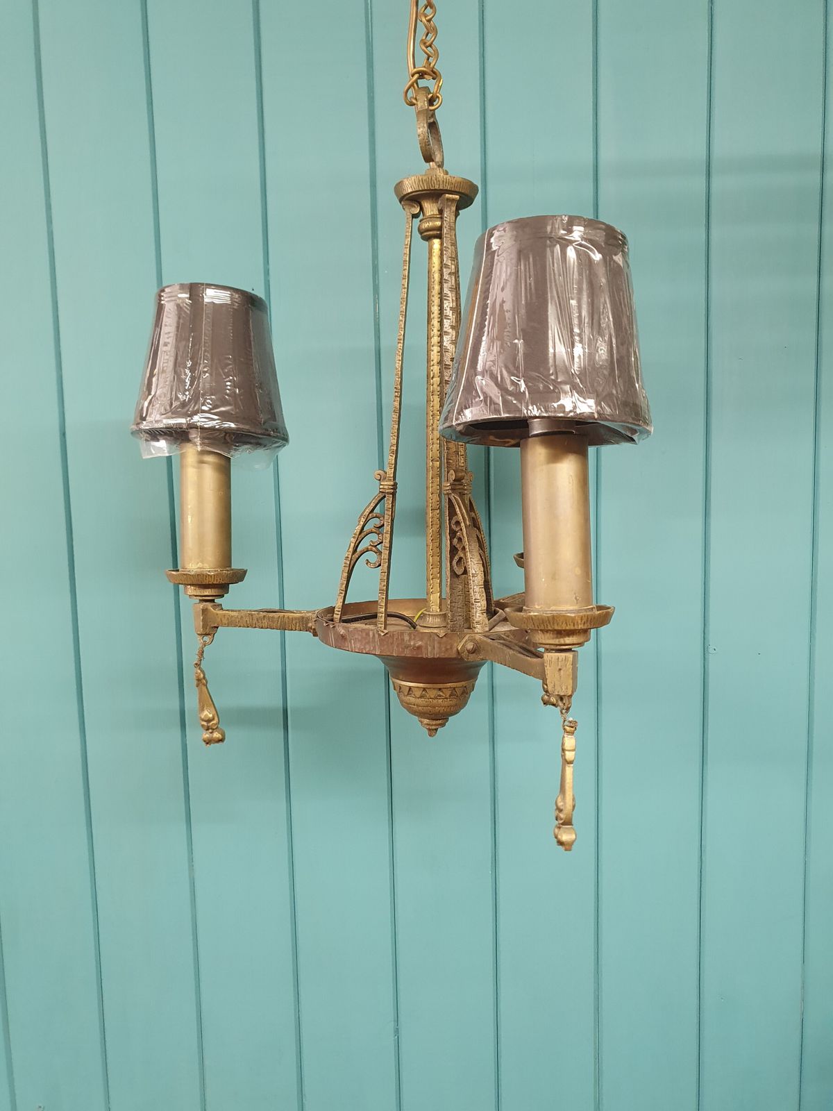 Small Deco Three Arm Chandelier