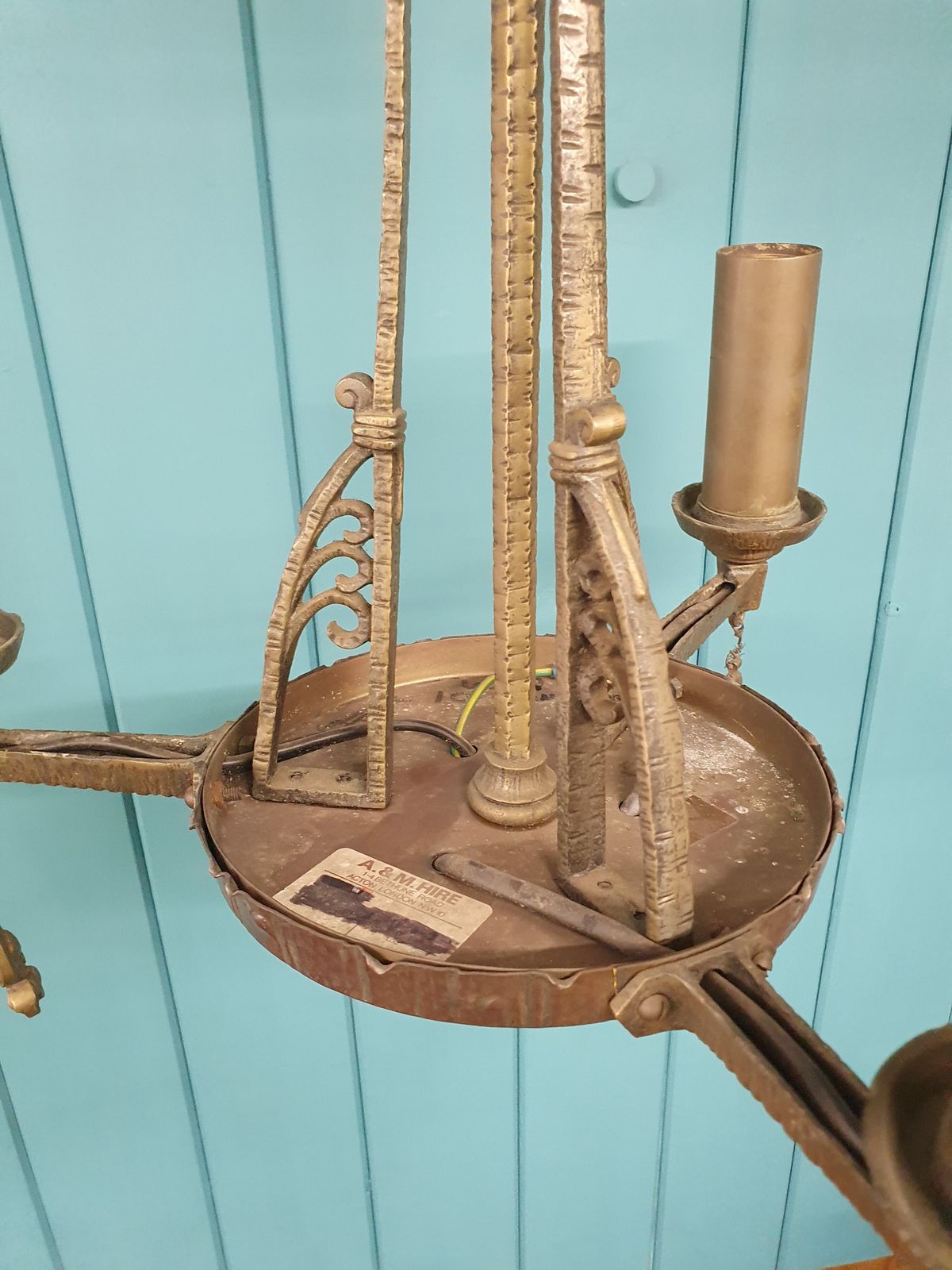 Small Deco Three Arm Chandelier photo for sale