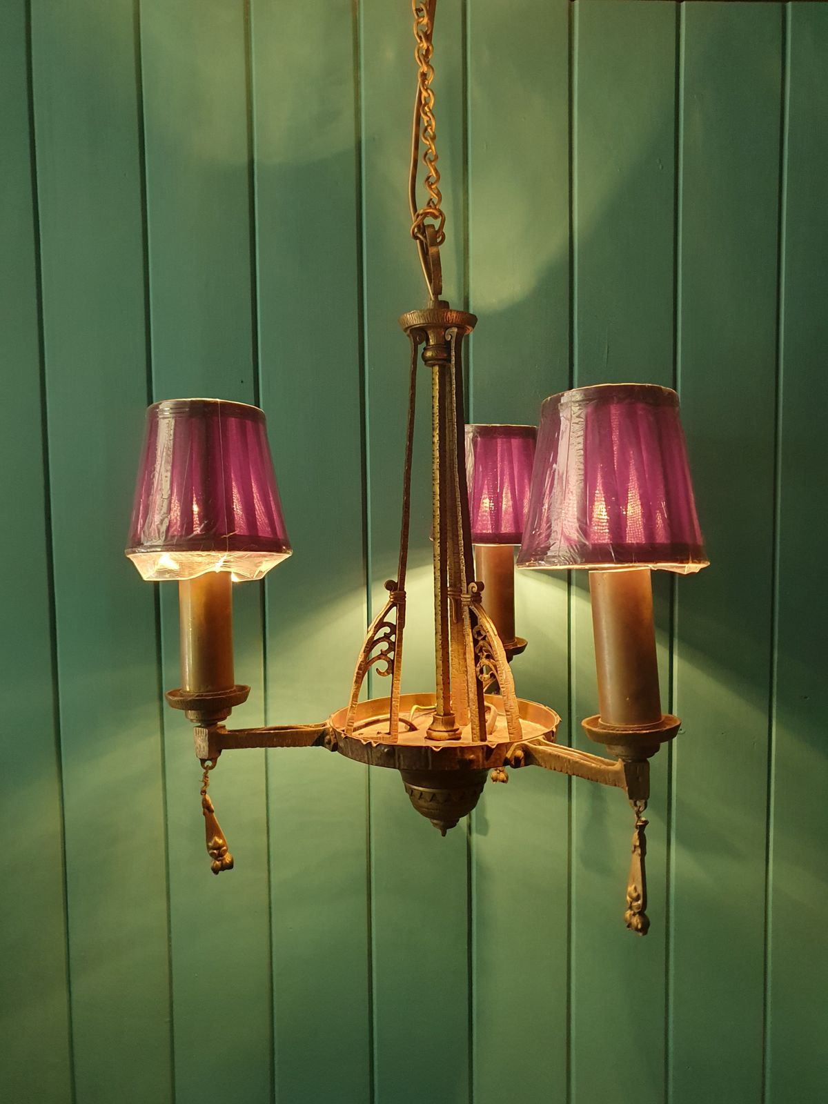 photo for sale Small Deco Three Arm Chandelier