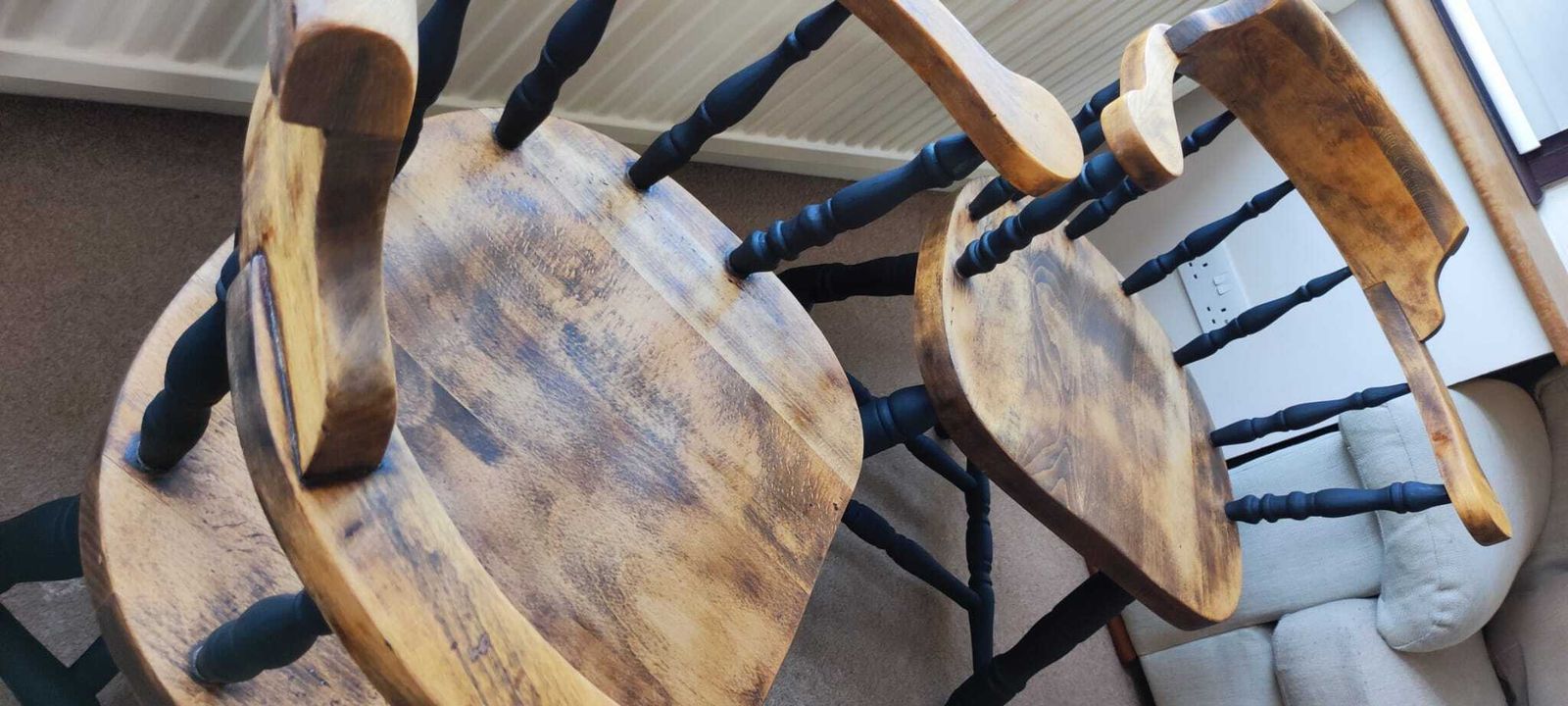 Pair Of Hand Restored Windsor Style Captain’s Chairs photo Furniture