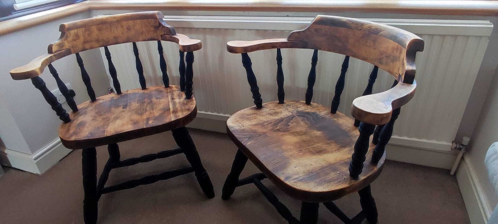Pair Of Hand Restored Windsor Style Captain’s Chairs photo vinterior