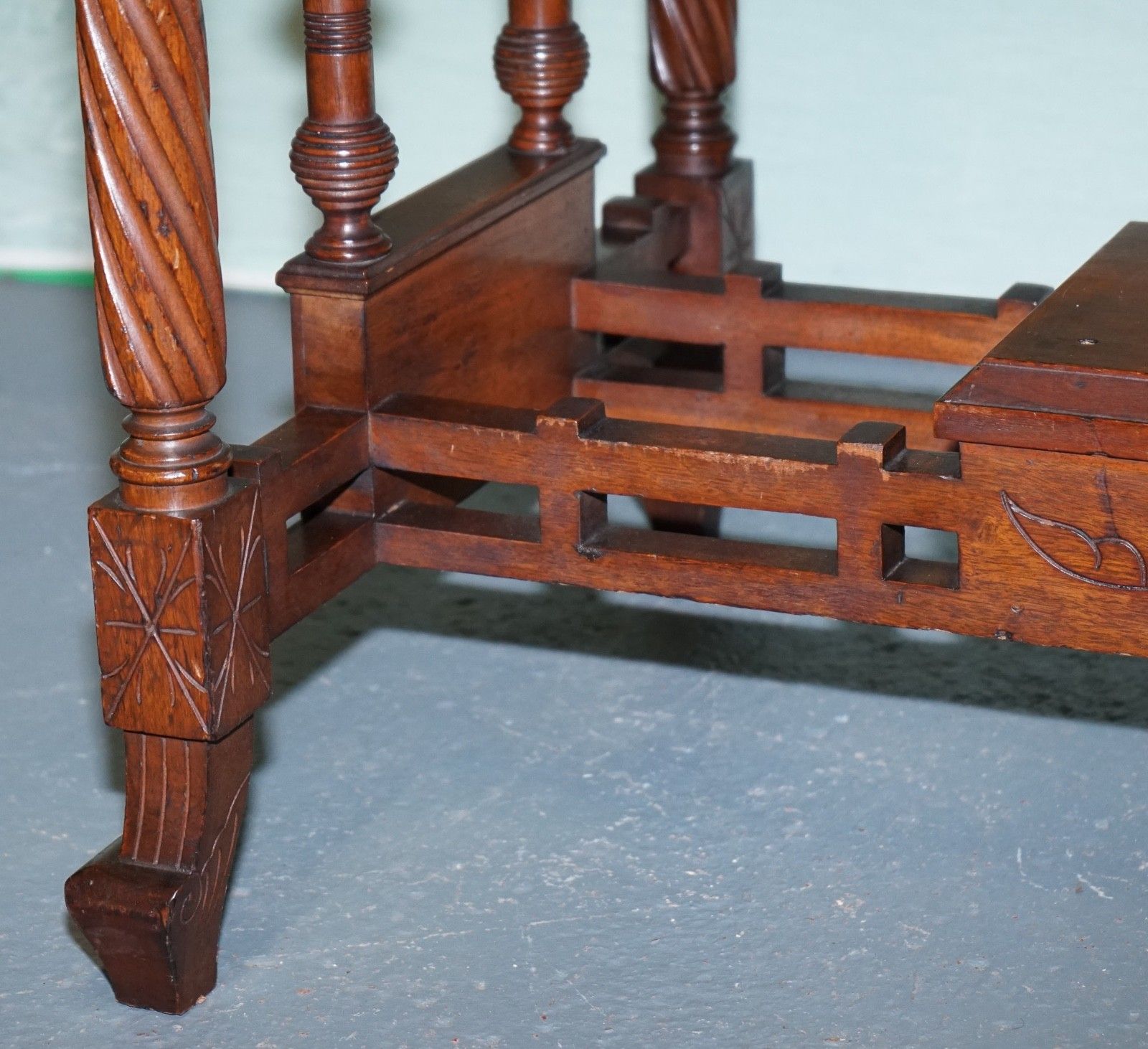 photo furniture Late 19th Century Continental Carved Walnut Writing Table Leather Inlay Top