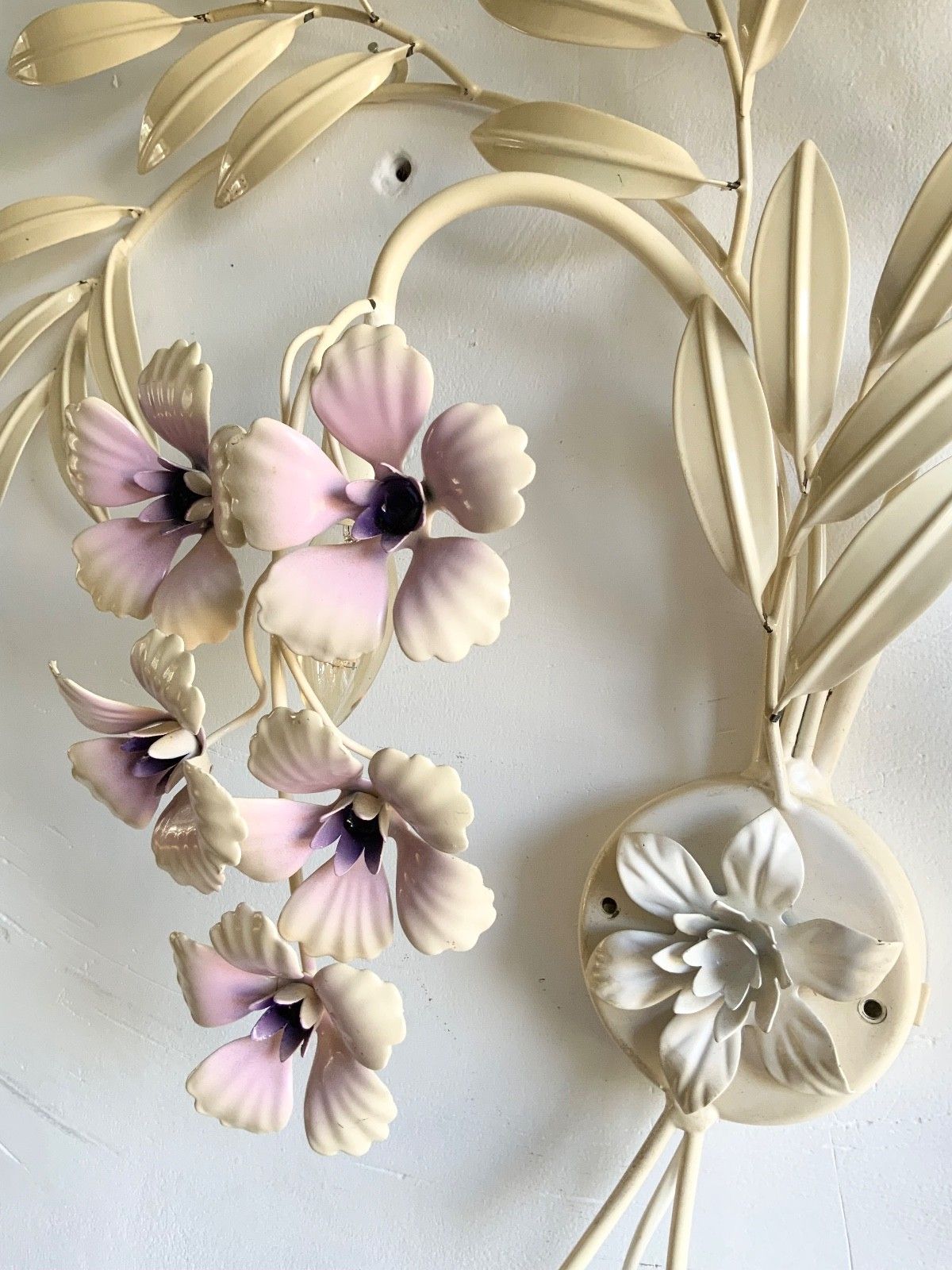 Vintage Metal  Wall Light  Sconce Floral 1970s, By Ledungs photo vintage