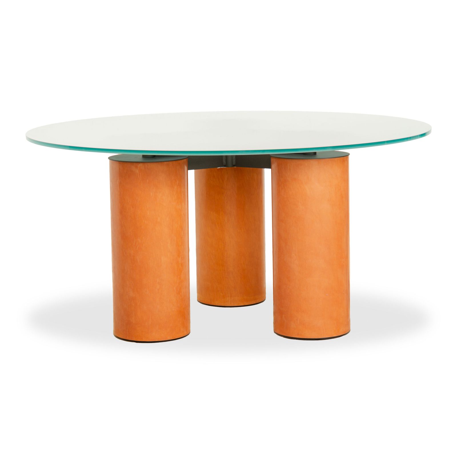 Table ronde Acerbis Serenissimo en verre, brun et argent, ø 145 cm