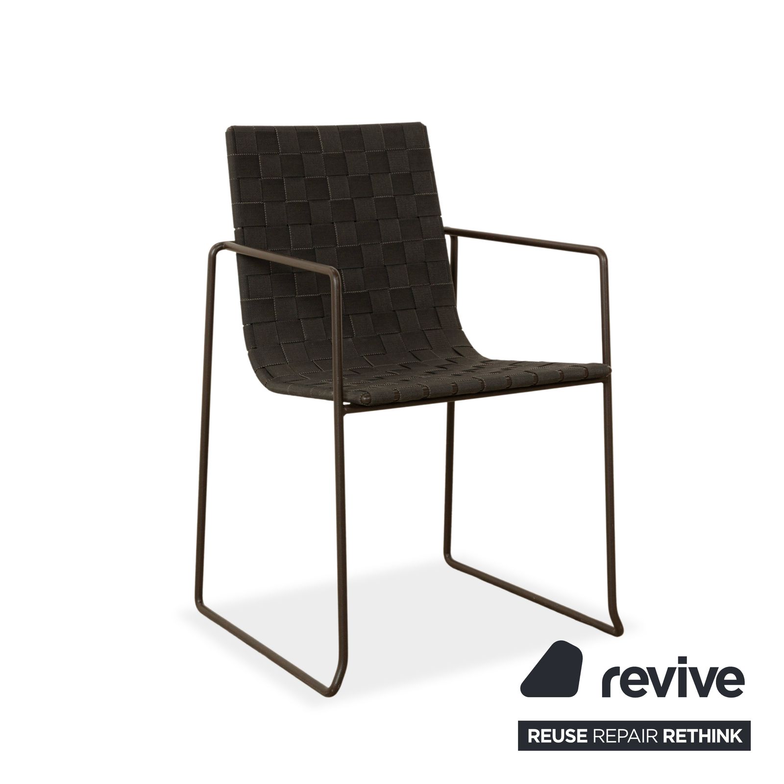 Set Of 6 Andreu World Trenza Metal Chairs Black Dark Brown Outdoor photo Furniture
