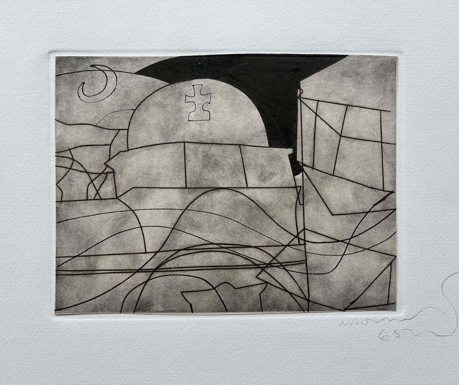 Ben Nicholson Paros With Balcony (Variation With Hand Colouring)  (1965)