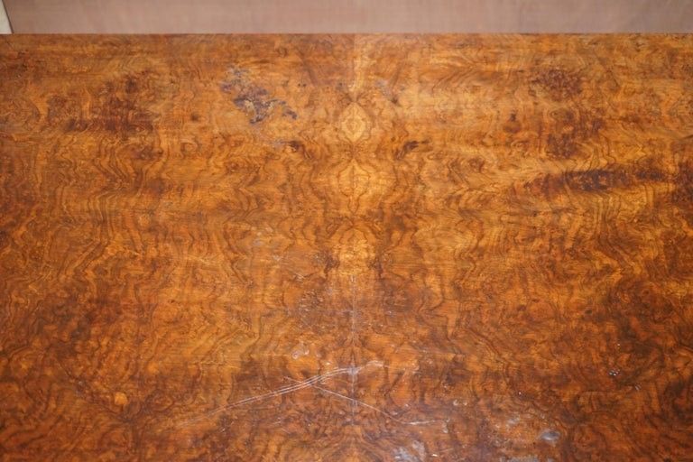 Antique 1850 Renaissance Revival Burr Walnut Pugin Gothic Writing Table Desk photo buy