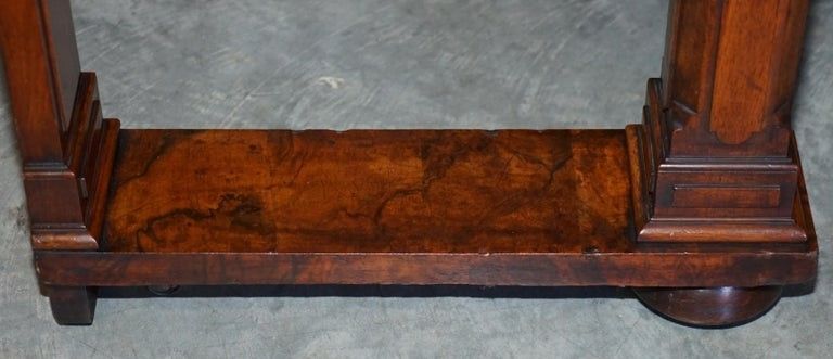 3950.0 Antique 1850 Renaissance Revival Burr Walnut Pugin Gothic Writing Table Desk photo