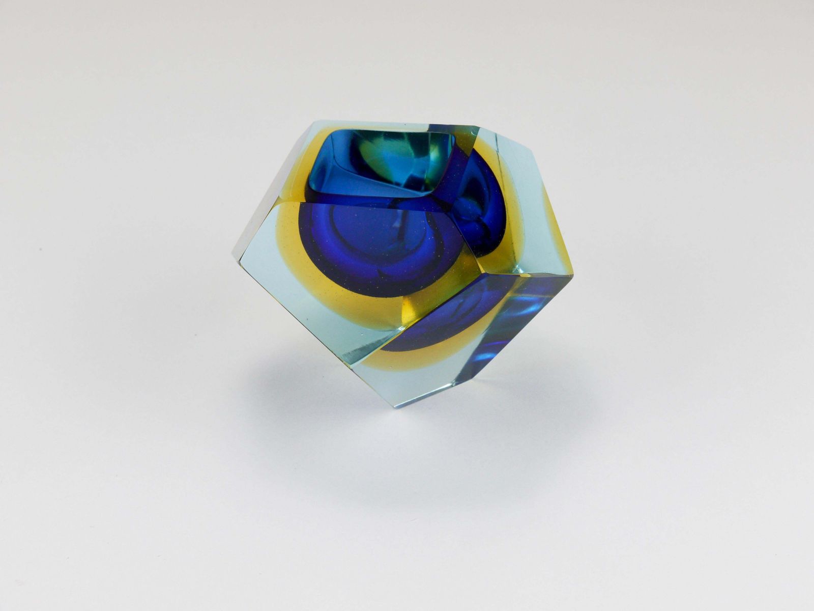 photo buy Mandruzzato Sommerso Faceted Diamond Caviar Bowl, Murano Glass, Italy, 1960s