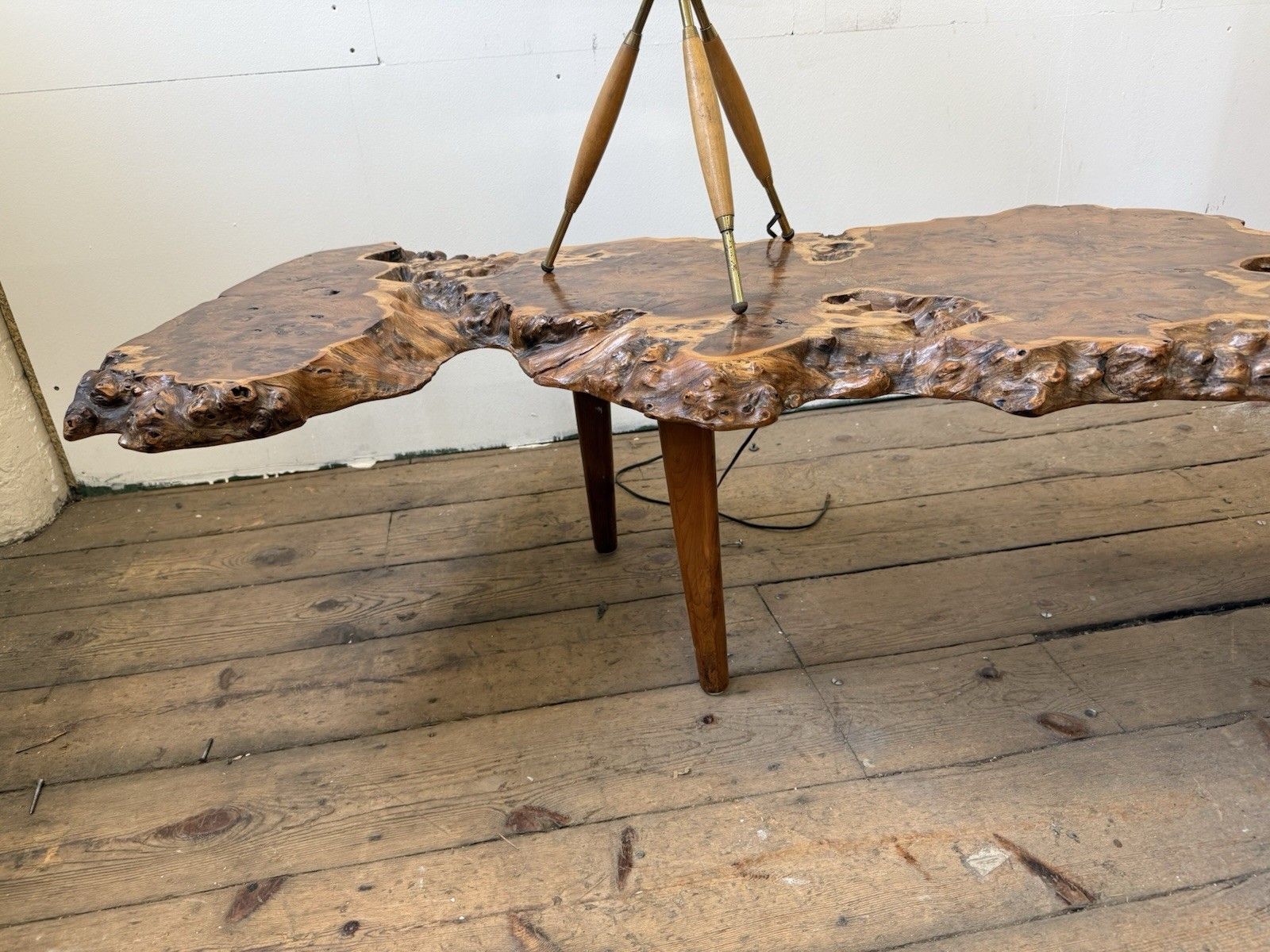 Vintage Coffee Table Manner Of George Nakashima 1950s 60s Live Edge Yew Wood photo 850.0