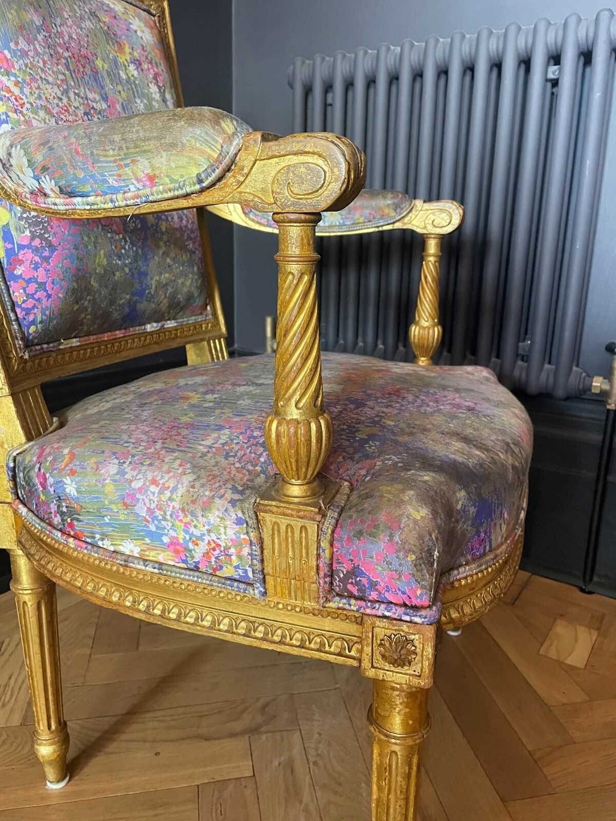French Antique Giltwood Salon Chair photo for sale